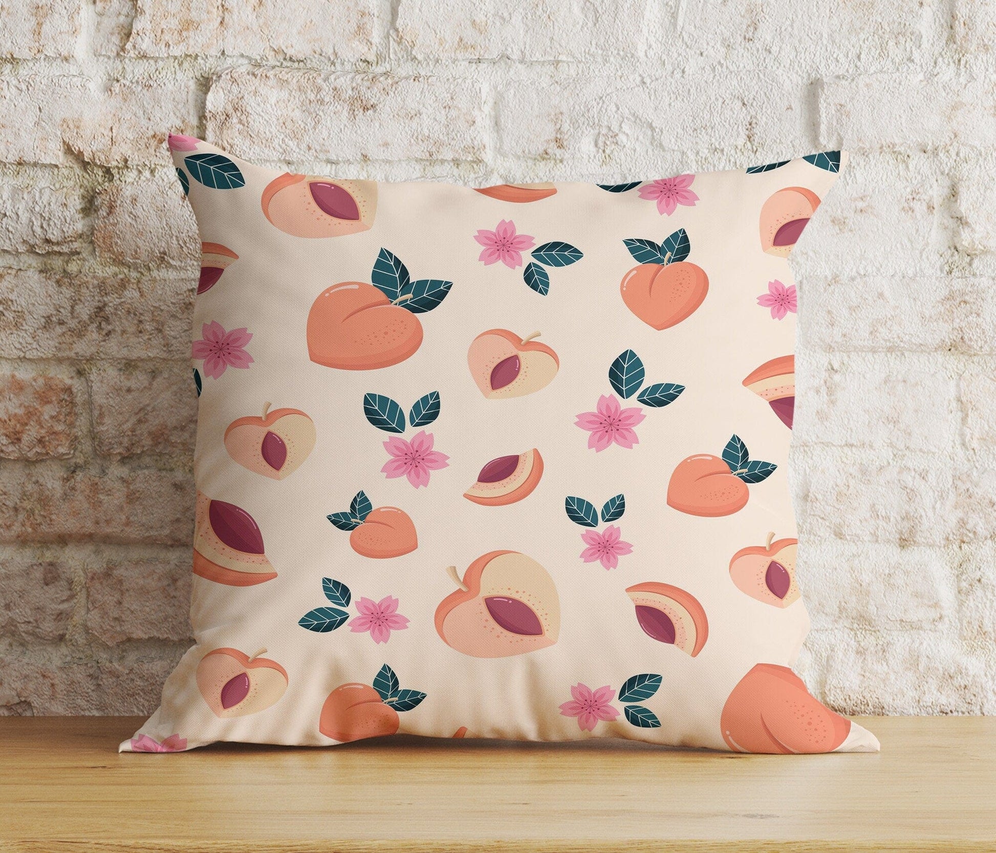 Onay Home Textile Cushion Covers 5 / 12 x 12 inch (30 x 30 cm) Double Side Fruity Peach Pillows Cover Peach Couch Cushion Covers