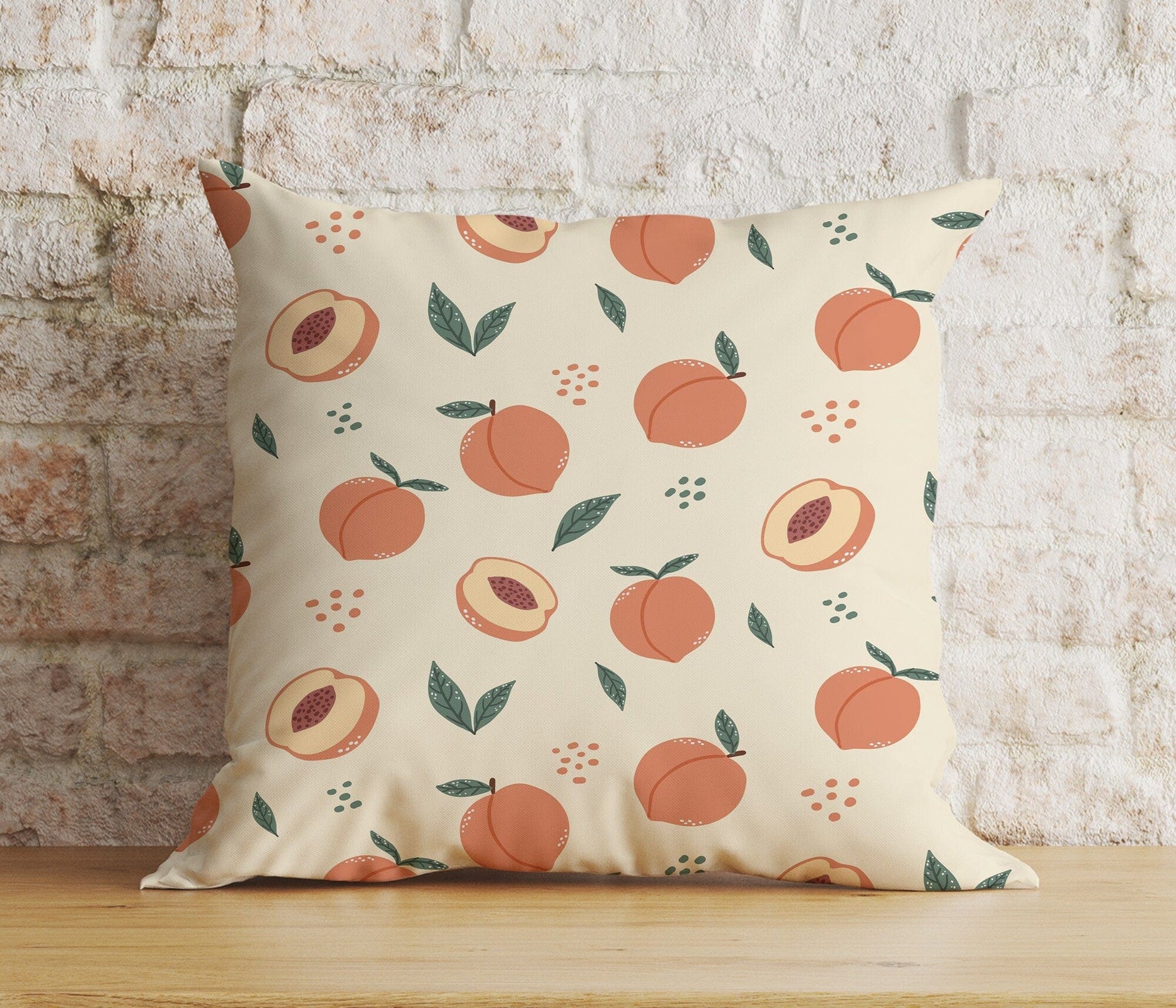 Onay Home Textile Cushion Covers 3 / 12 x 12 inch (30 x 30 cm) Double Side Fruity Peach Pillows Cover Peach Couch Cushion Covers