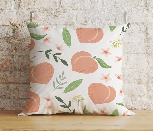 Onay Home Textile Cushion Covers 1 / 12 x 12 inch (30 x 30 cm) Double Side Fruity Peach Pillows Cover Peach Couch Cushion Covers