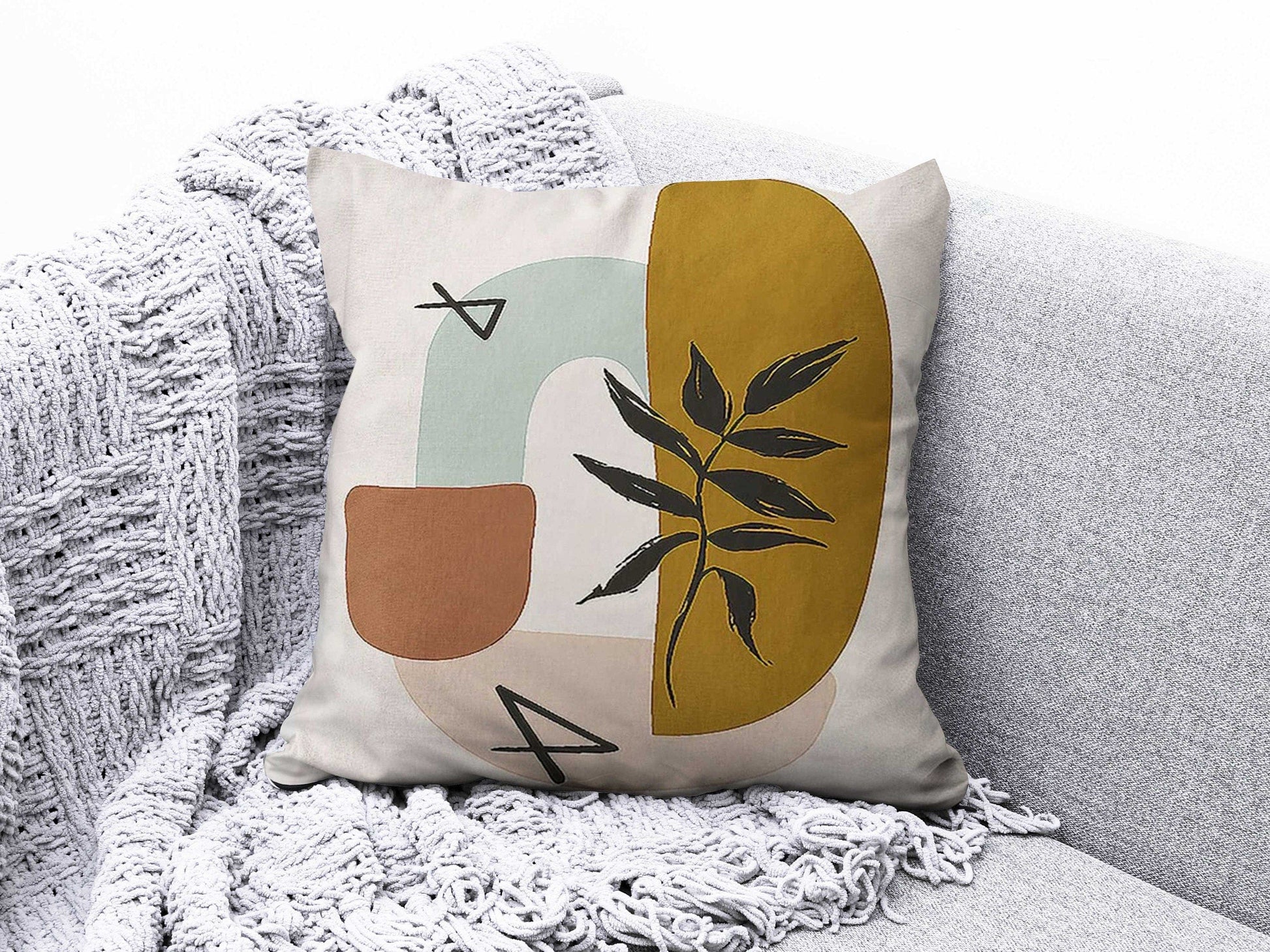 Onay 7 / 12 x 12 inch (30 x 30 cm) Geometric Abstract Pastel Colors Home Cushion Cover