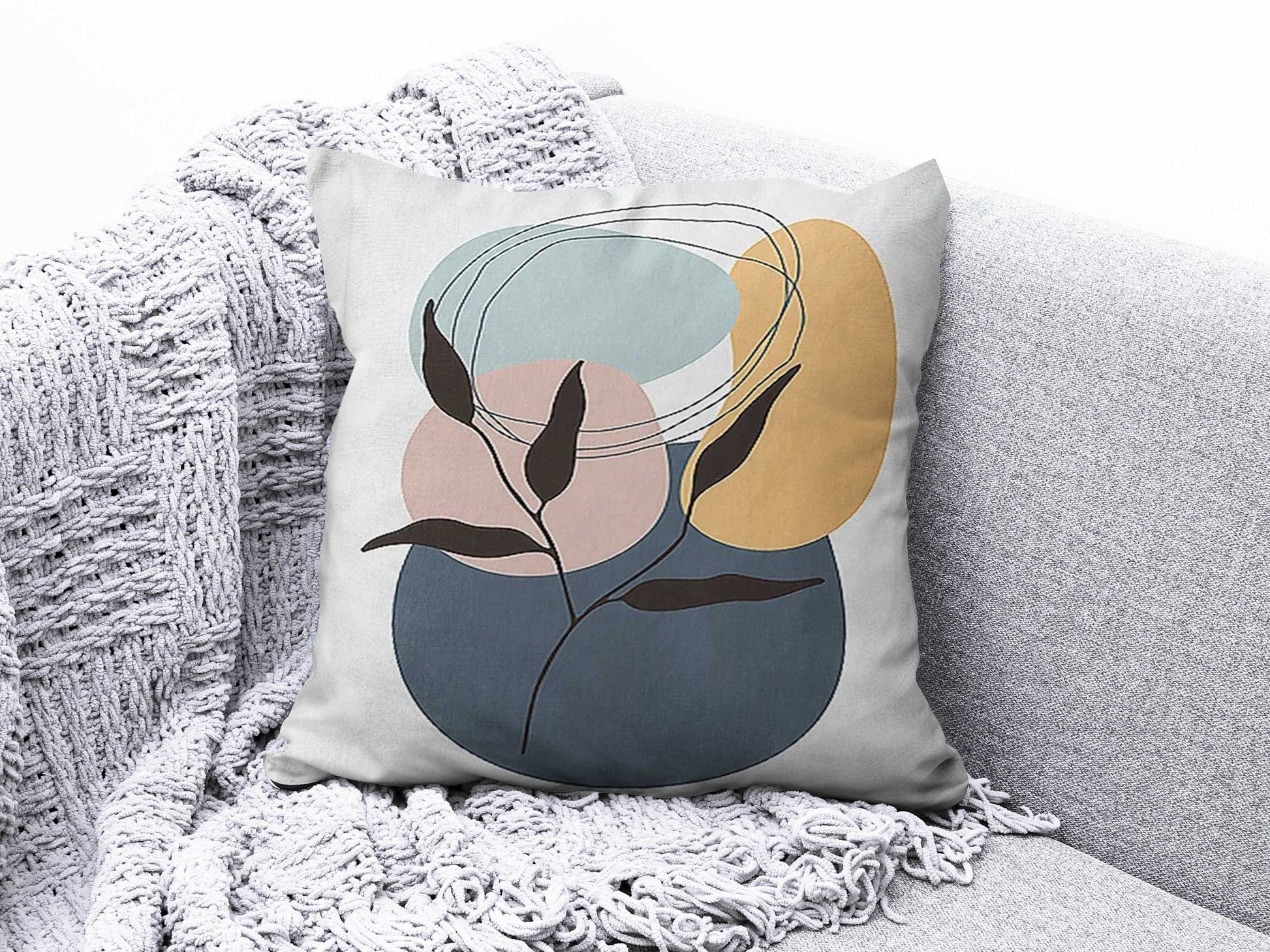 Onay 5 / 12 x 12 inch (30 x 30 cm) Geometric Abstract Pastel Colors Home Cushion Cover