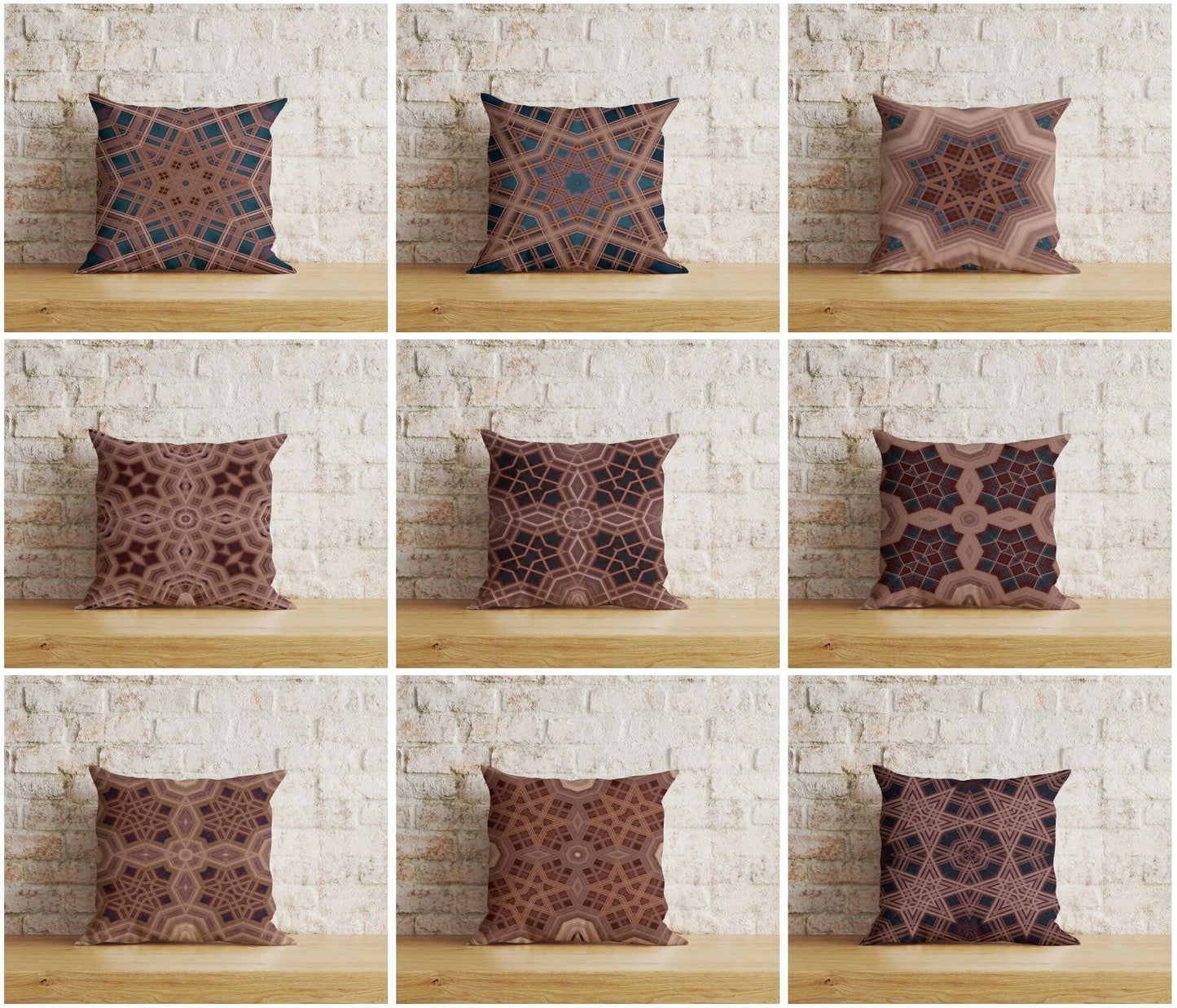 Onay Home Textile Cushion Covers Geometric Cushion Covers Ethnic Pillow Case Brown Abstract