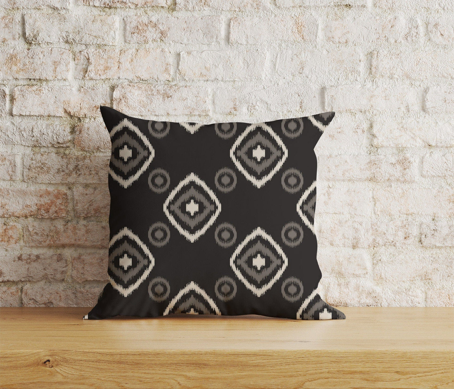 Onay Home Textile Cushion Covers 2 / 12 x 12 inch (30 x 30 cm) Double Side Geometric Ikat Cushion Covers Kilim or Rug Throw Cushions