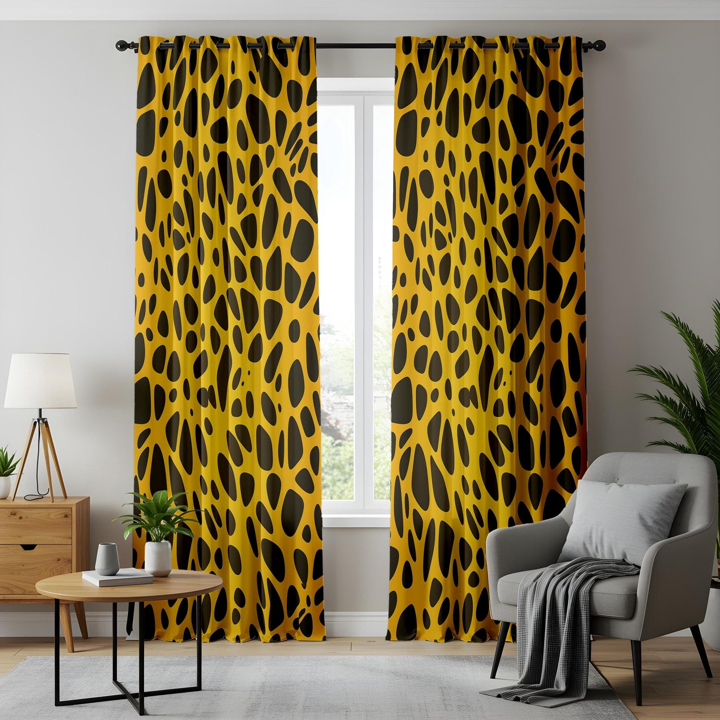 Onay Giraffe Print Window Curtains, Safari Animal Pattern Drapes