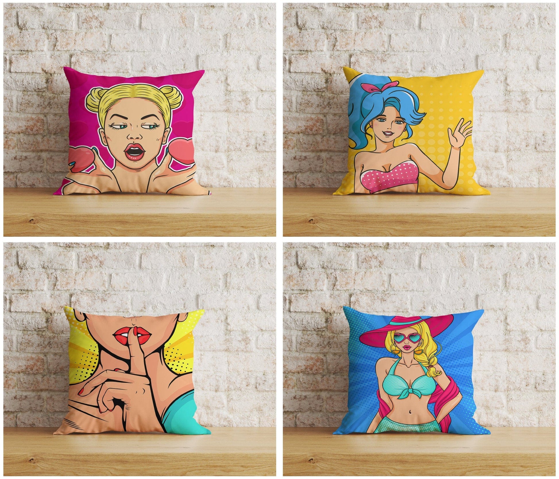 Onay Home Textile Cushion Covers Girl Waving Pop Art Throw Cushions Be Silence Cushion Cover