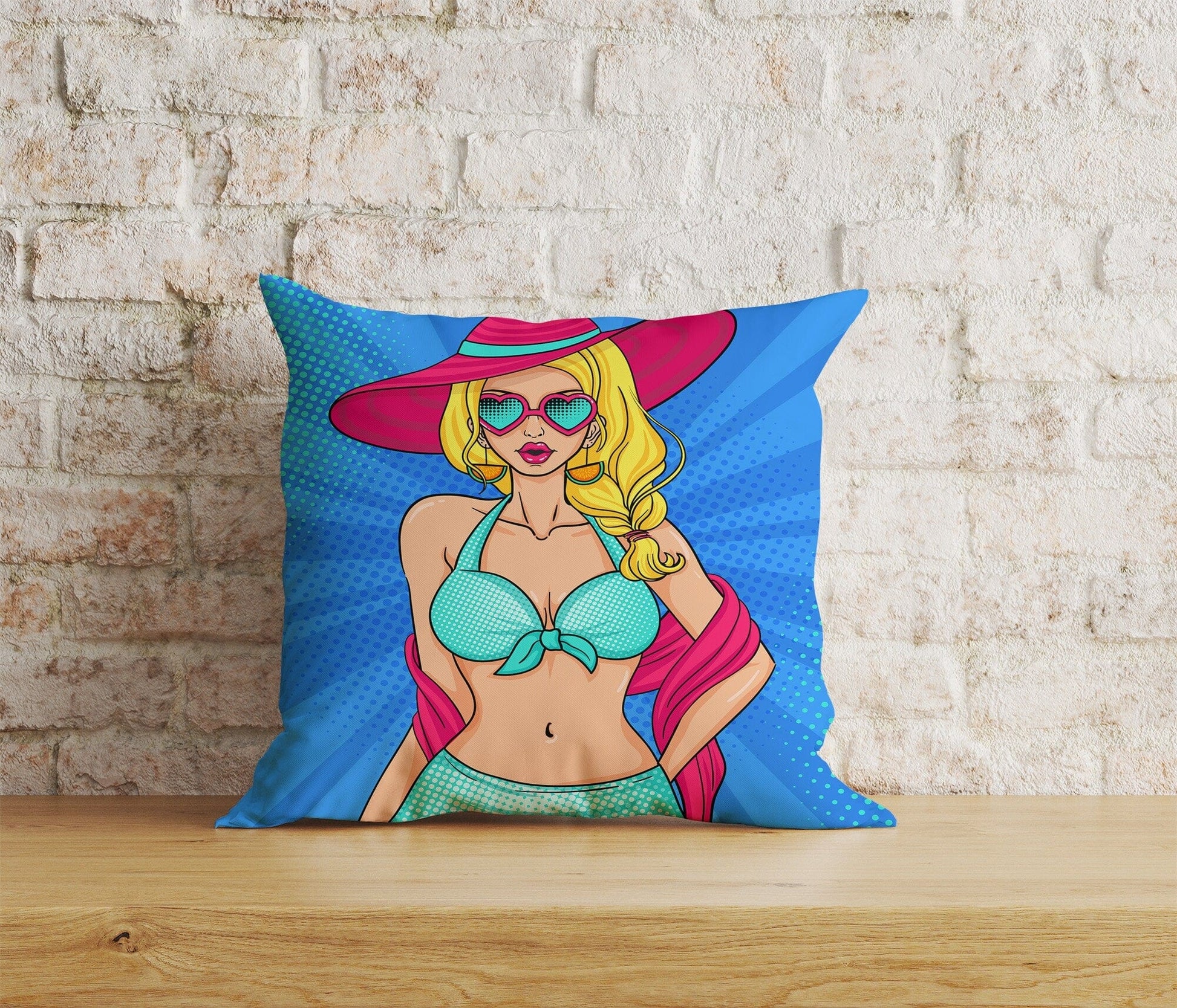 Onay Home Textile Cushion Covers 4 / 12 x 12 inch (30 x 30 cm) Double Side Girl Waving Pop Art Throw Cushions Be Silence Cushion Cover