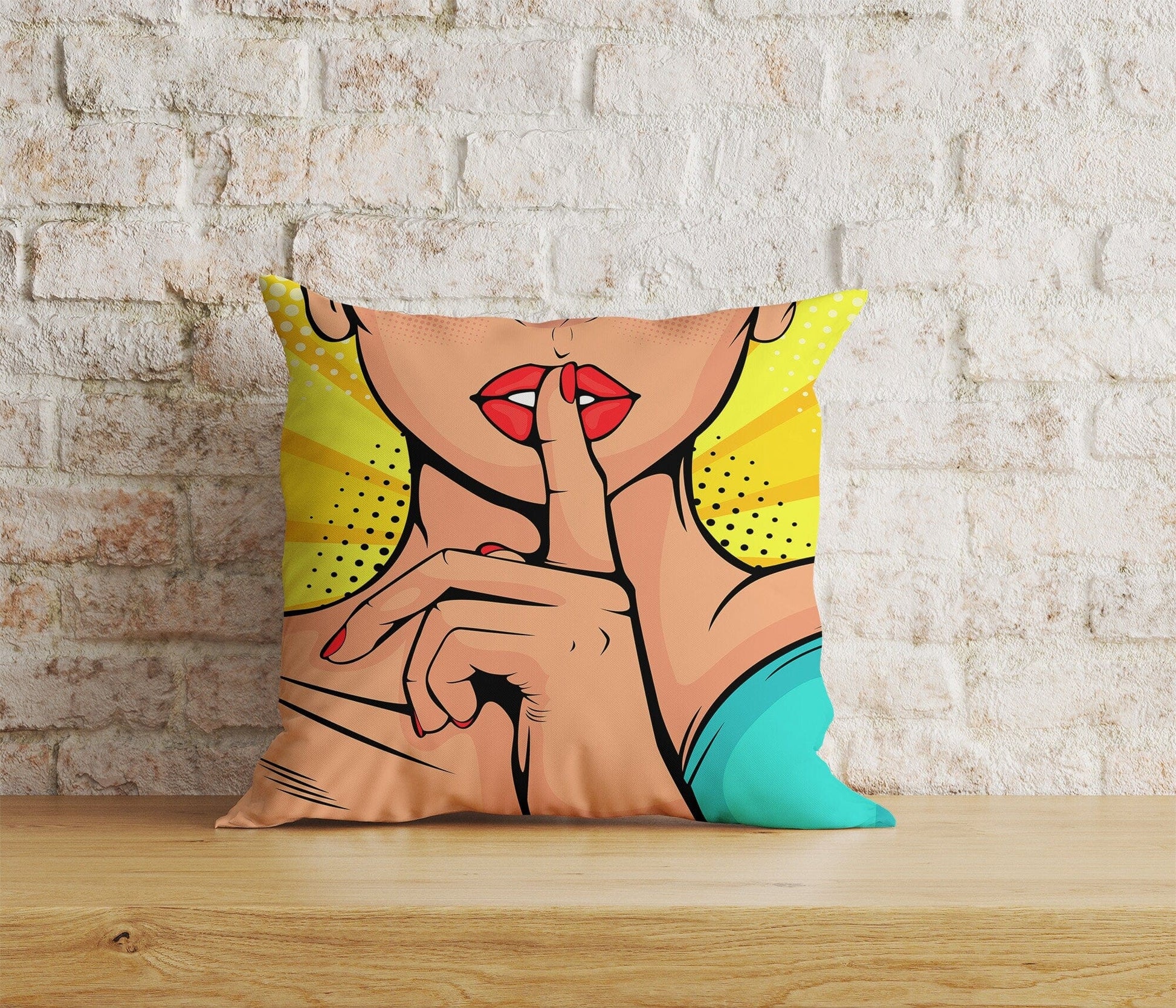 Onay Home Textile Cushion Covers 3 / 12 x 12 inch (30 x 30 cm) Double Side Girl Waving Pop Art Throw Cushions Be Silence Cushion Cover
