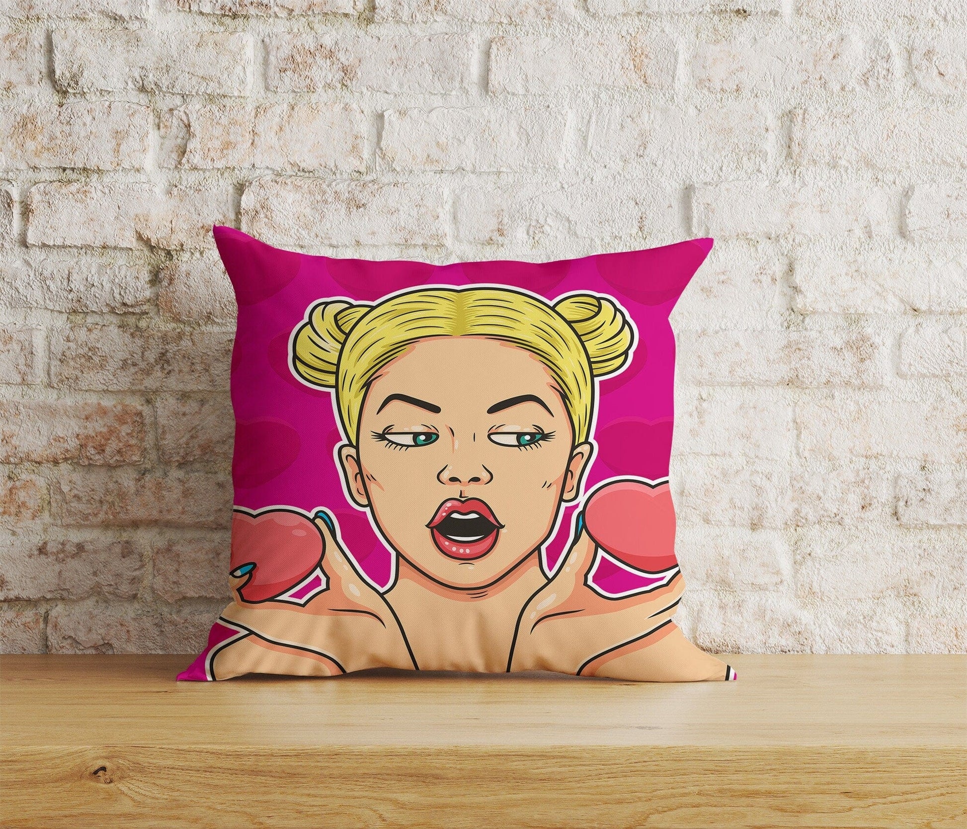 Onay Home Textile Cushion Covers 1 / 12 x 12 inch (30 x 30 cm) Double Side Girl Waving Pop Art Throw Cushions Be Silence Cushion Cover
