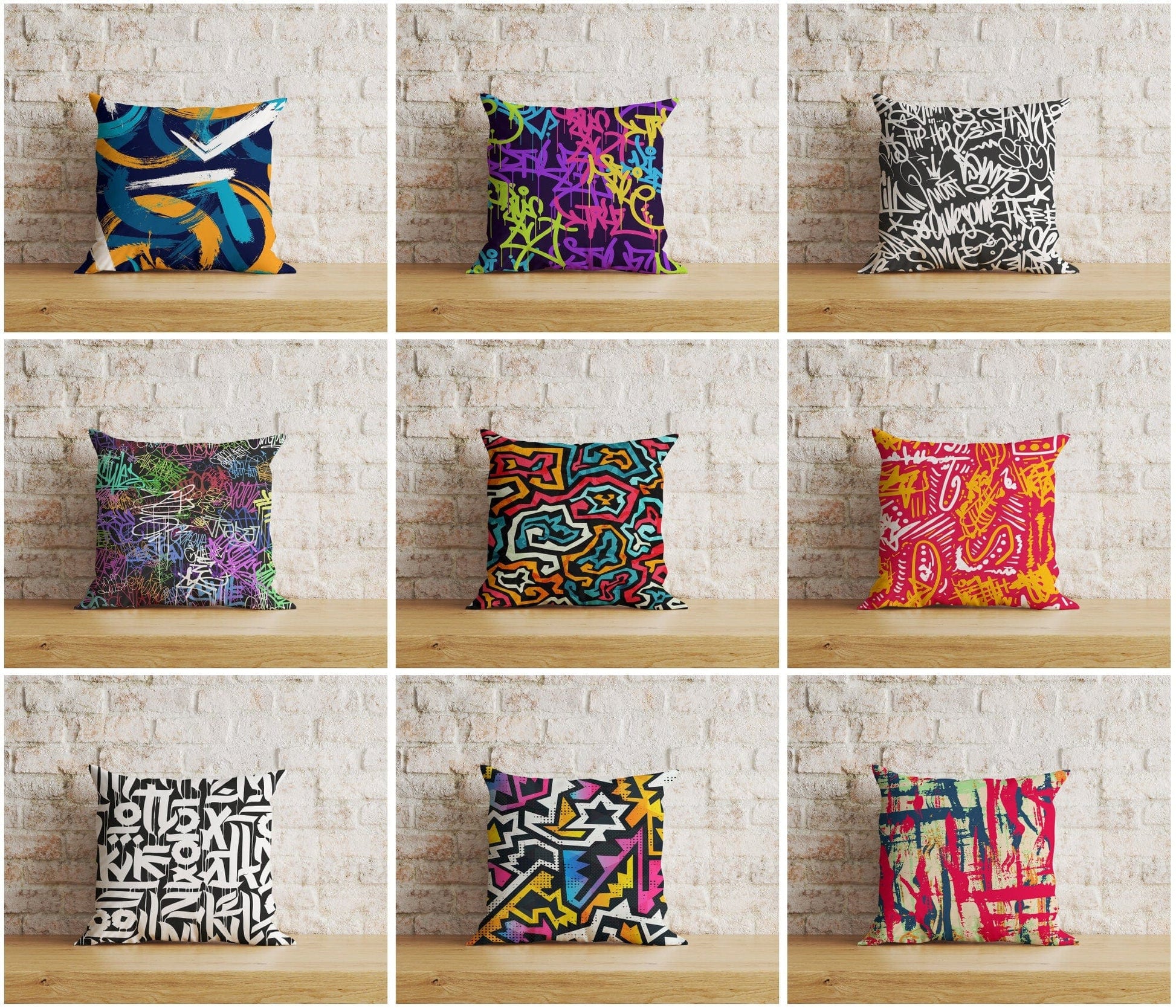 Onay Home Textile Cushion Covers Graffiti Art Cushion Cover Urban Street Artist Pillowcase