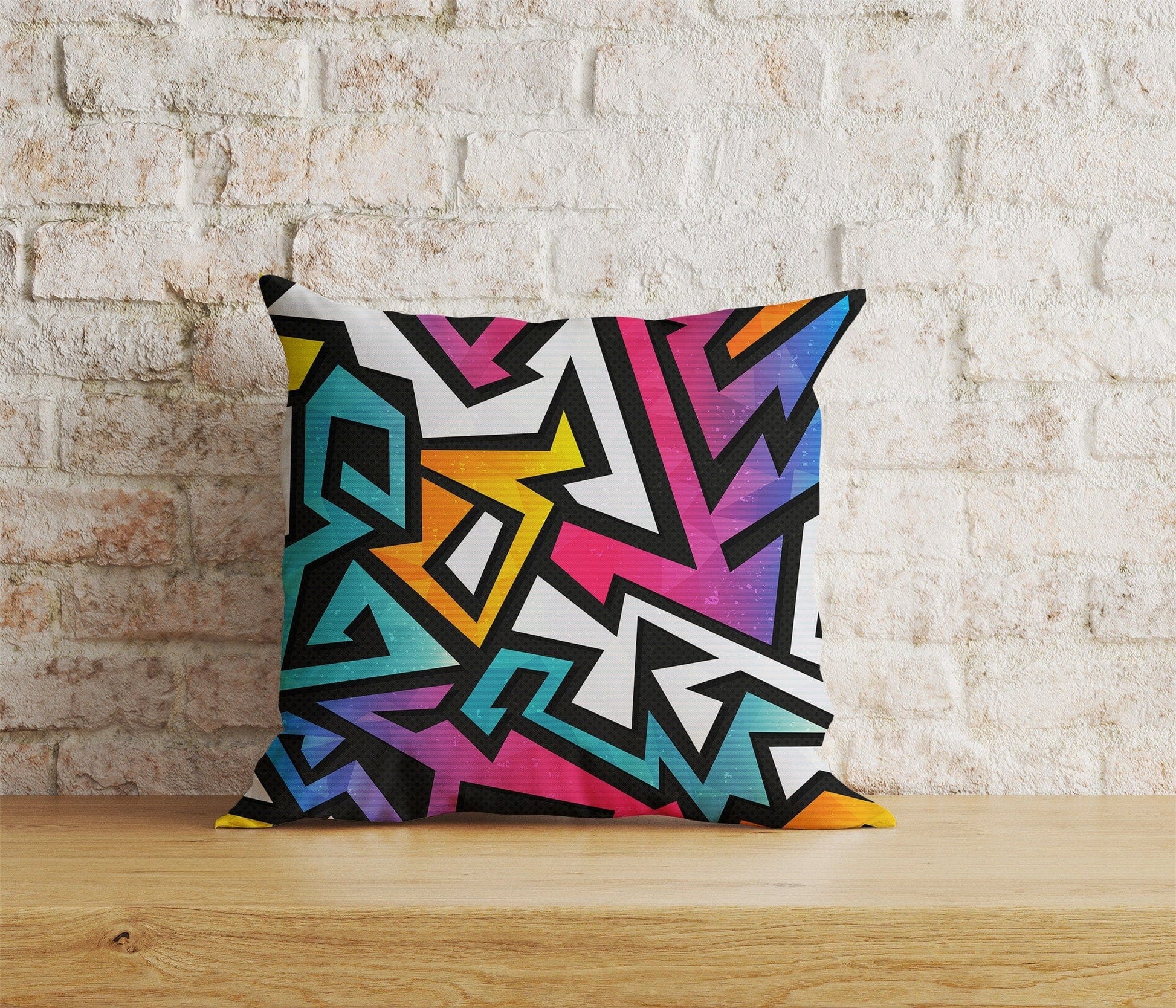 Onay Home Textile Cushion Covers 9 / 12 x 12 inch (30 x 30 cm) Double Side Graffiti Art Pillow Cover Rainbow Graffiti Cushion Cover