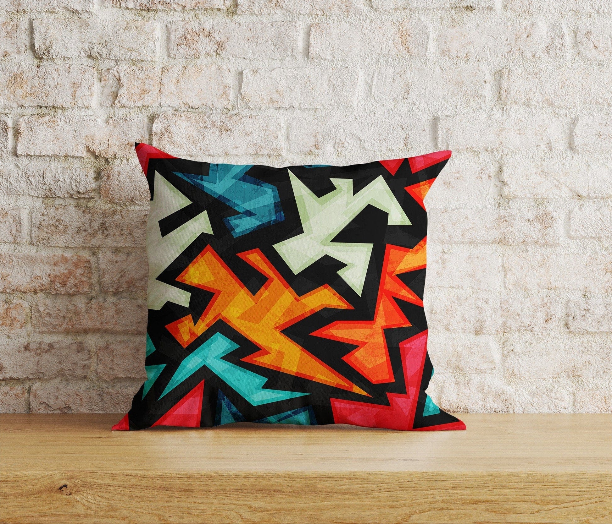 Onay Home Textile Cushion Covers 8 / 12 x 12 inch (30 x 30 cm) Double Side Graffiti Art Pillow Cover Rainbow Graffiti Cushion Cover