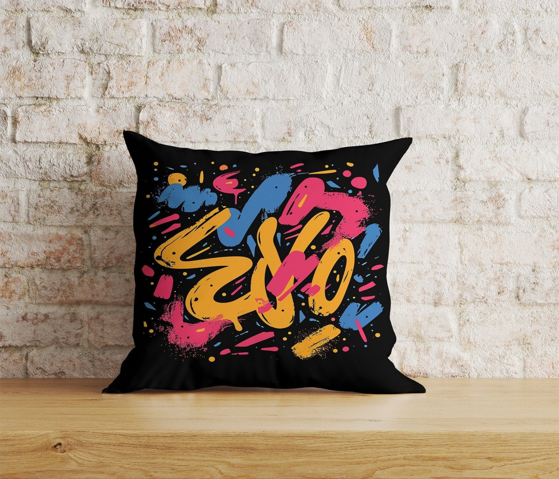 Onay Home Textile Cushion Covers 6 / 12 x 12 inch (30 x 30 cm) Double Side Graffiti Art Pillow Cover Rainbow Graffiti Cushion Cover