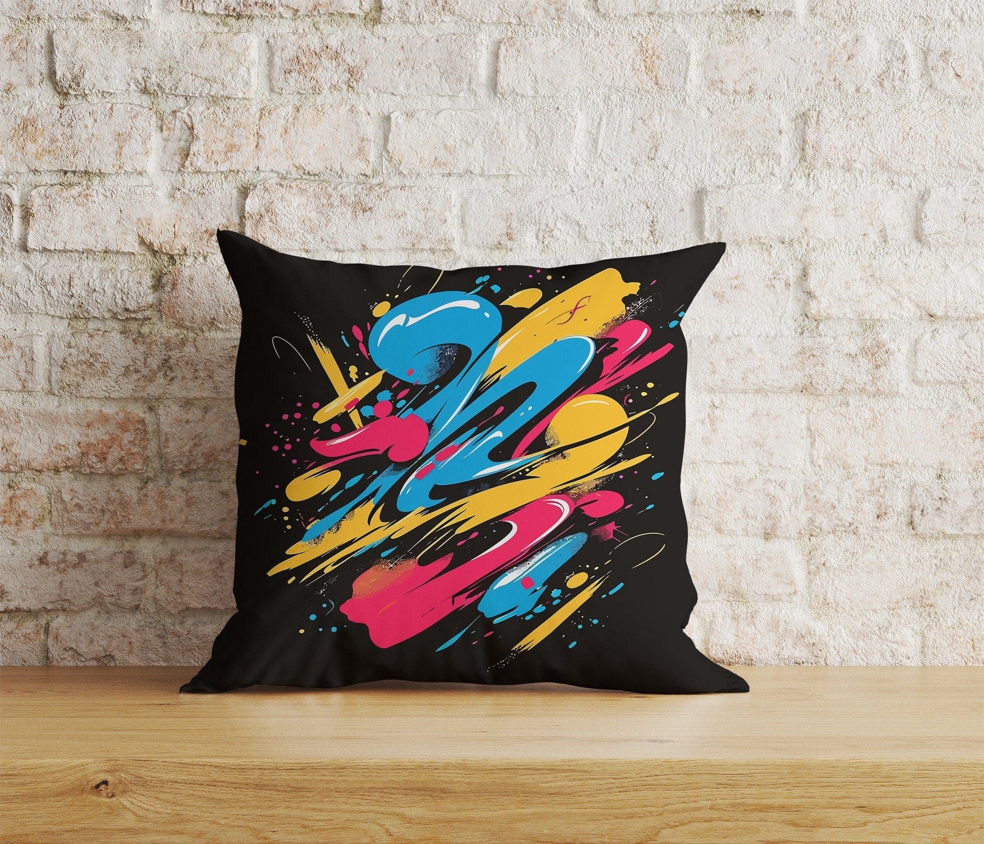 Onay Home Textile Cushion Covers 5 / 12 x 12 inch (30 x 30 cm) Double Side Graffiti Art Pillow Cover Rainbow Graffiti Cushion Cover