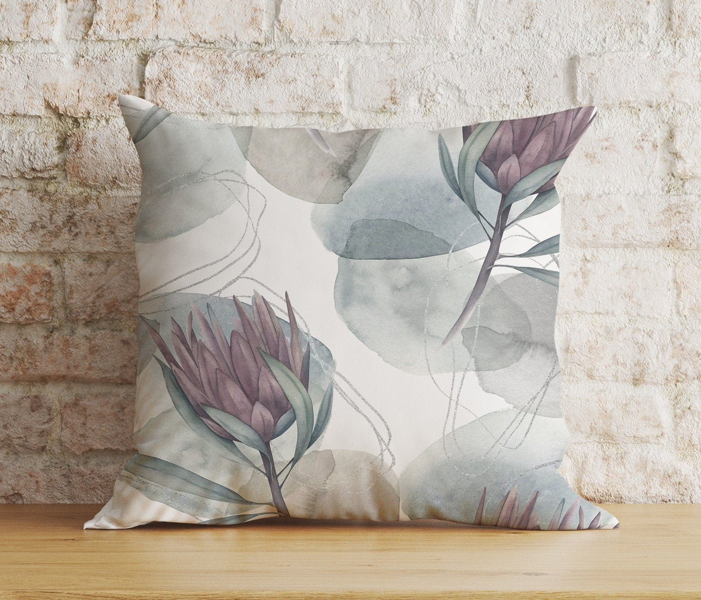 Onay 3 / 12 x 12 inch (30 x 30 cm) Gray Floral Living Room Flower Decoration Cushion Cover