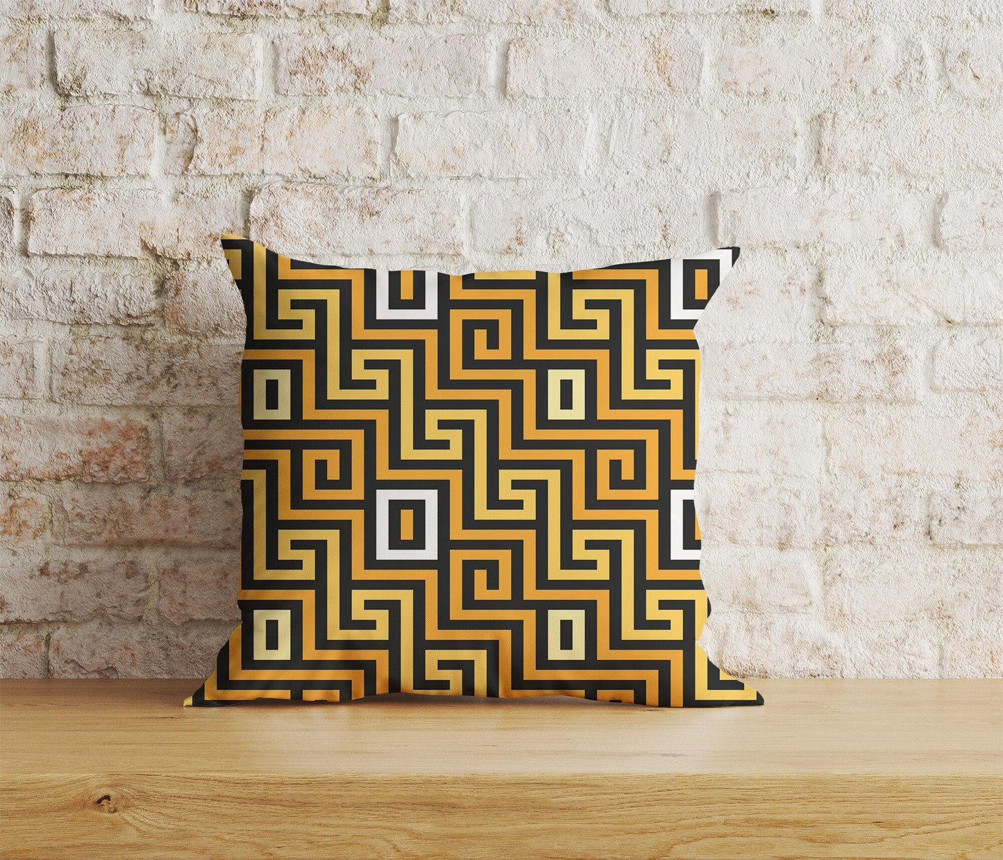 Onay Home Textile Cushion Covers 8 / 12 x 12 inch (30 x 30 cm) Double Side Greek Key Cushion Cover Yellow Black Throw Cushions