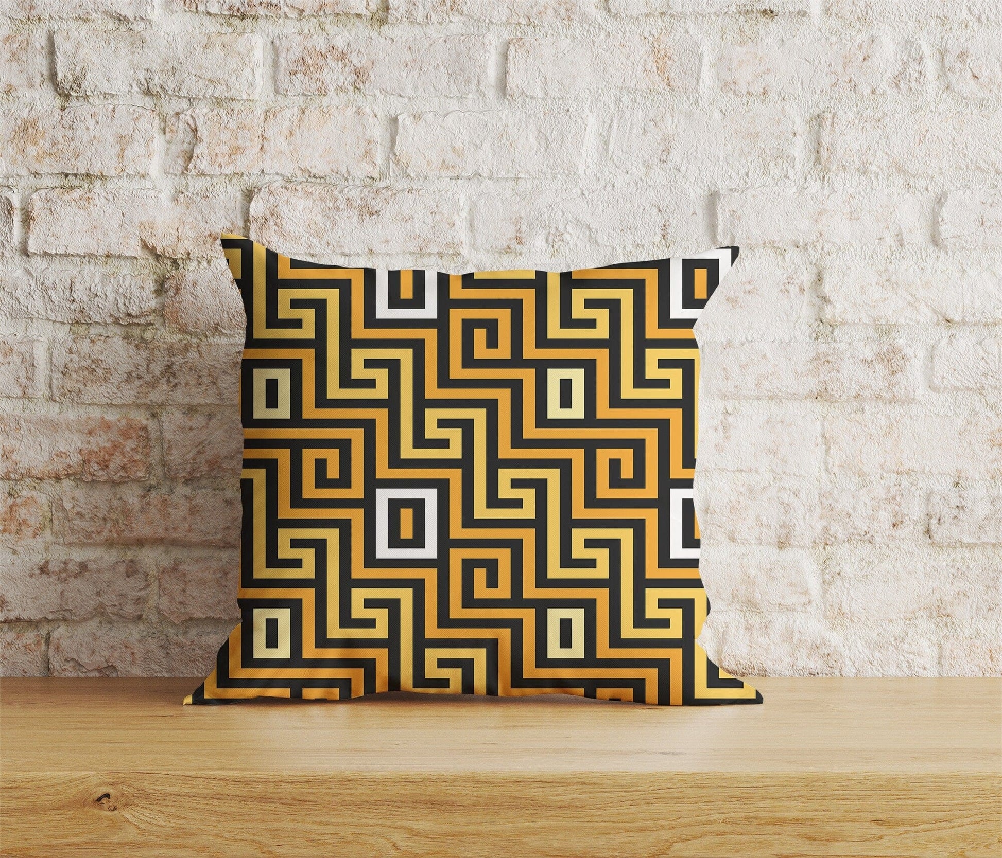 Onay Home Textile Cushion Covers 8 / 12 x 12 inch (30 x 30 cm) Double Side Greek Key Cushion Cover Yellow Black Throw Cushions