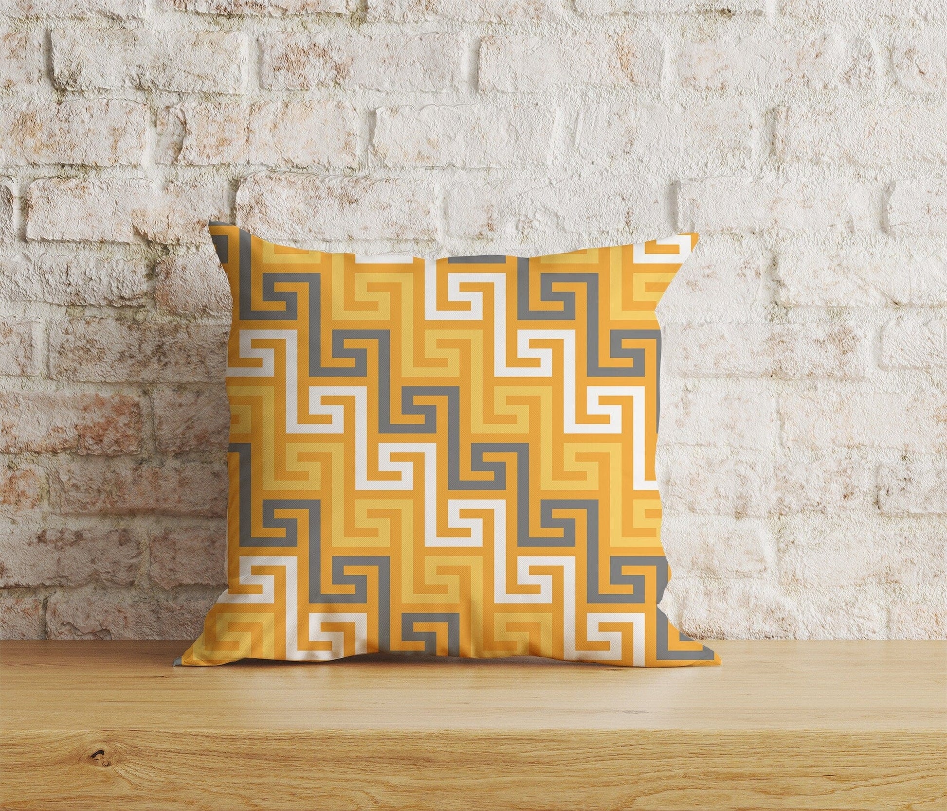 Onay Home Textile Cushion Covers 7 / 12 x 12 inch (30 x 30 cm) Double Side Greek Key Cushion Cover Yellow Black Throw Cushions