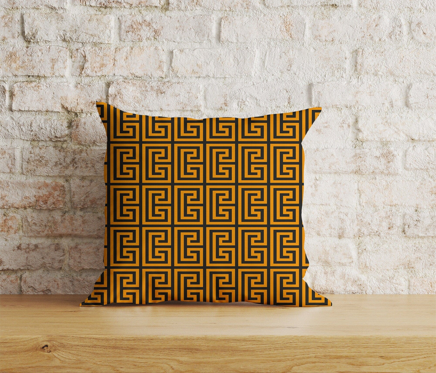 Onay Home Textile Cushion Covers 6 / 12 x 12 inch (30 x 30 cm) Double Side Greek Key Cushion Cover Yellow Black Throw Cushions
