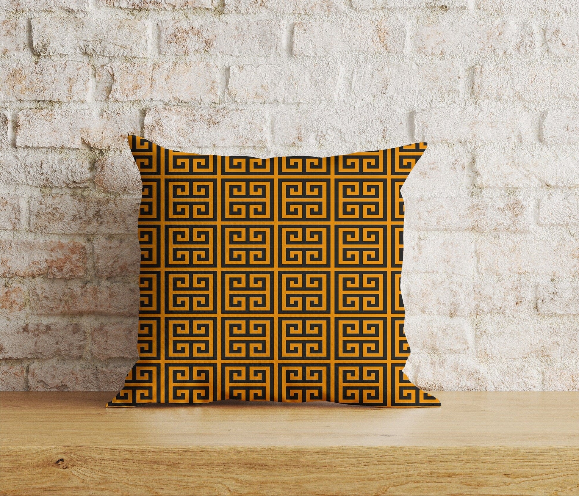 Onay Home Textile Cushion Covers 5 / 12 x 12 inch (30 x 30 cm) Double Side Greek Key Cushion Cover Yellow Black Throw Cushions