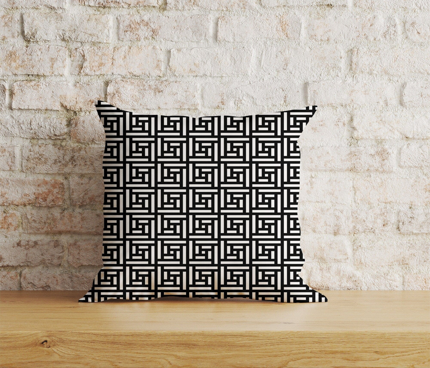 Onay Home Textile Cushion Covers 4 / 12 x 12 inch (30 x 30 cm) Double Side Greek Key Pattern Cushion Cover Black White Pillow Cover
