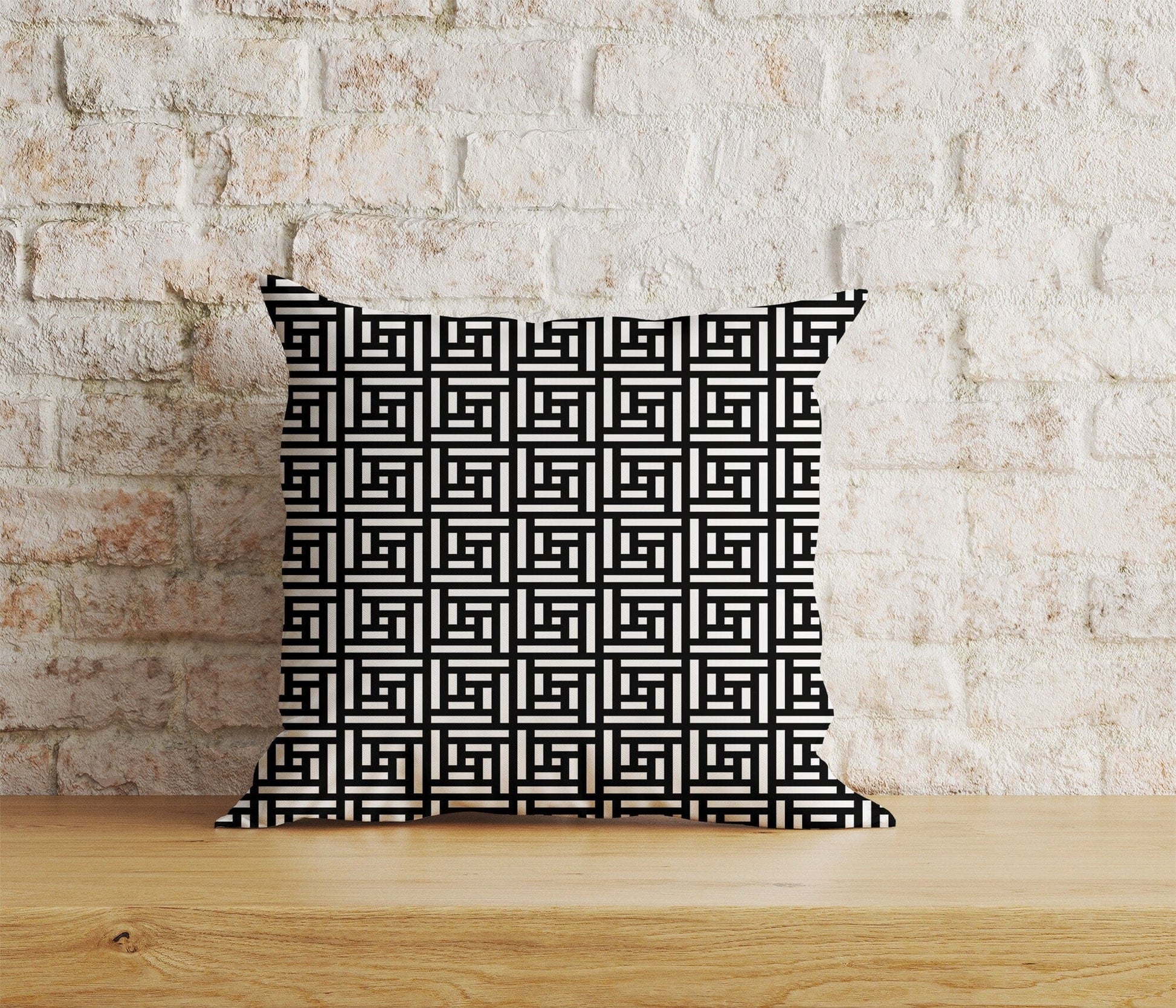 Onay Home Textile Cushion Covers 4 / 12 x 12 inch (30 x 30 cm) Double Side Greek Key Pattern Cushion Cover Black White Pillow Cover