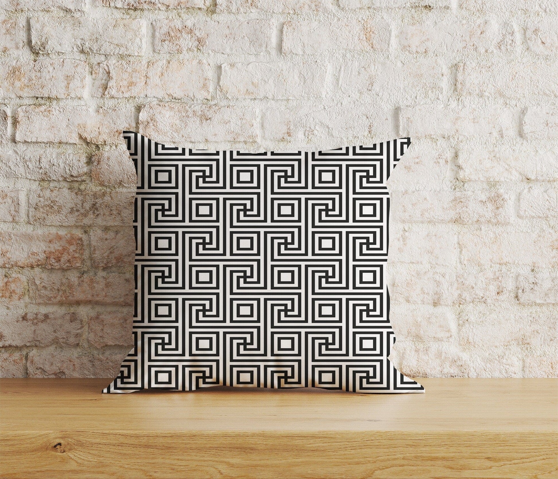 Onay Home Textile Cushion Covers 2 / 12 x 12 inch (30 x 30 cm) Double Side Greek Key Pattern Cushion Cover Black White Pillow Cover
