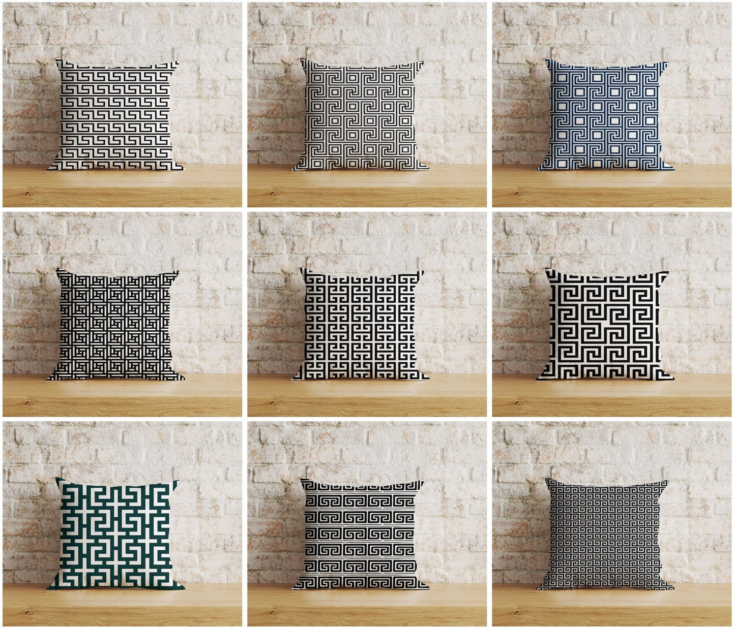 Onay Home Textile Cushion Covers Greek Key Pattern Cushion Cover Black White Pillow Cover