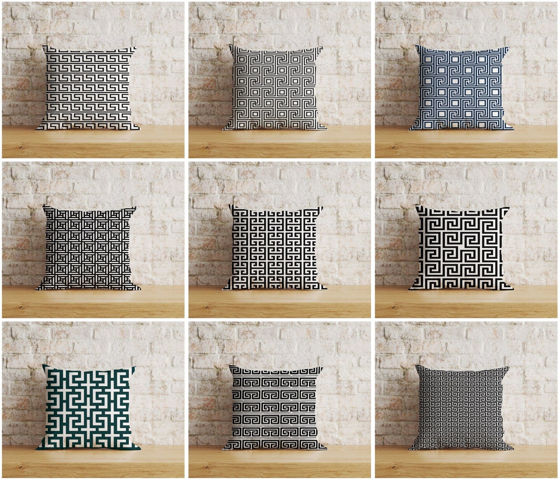 Onay Home Textile Cushion Covers Greek Key Pattern Cushion Cover Black White Pillow Cover