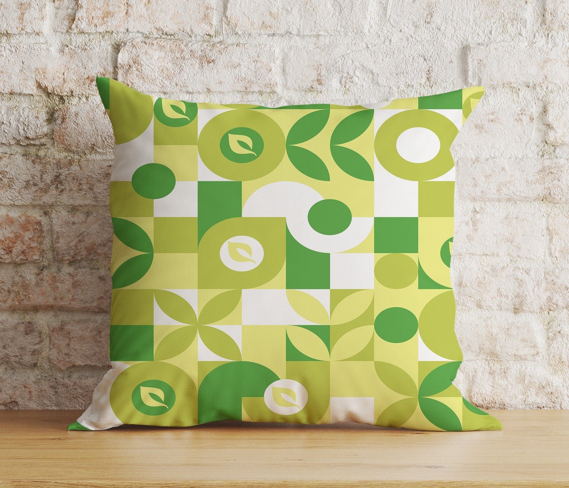 Onay 4 / 12 x 12 inch (30 x 30 cm) Double Side Green Abstract Grass Boho Summer Decoration Cushion Cover