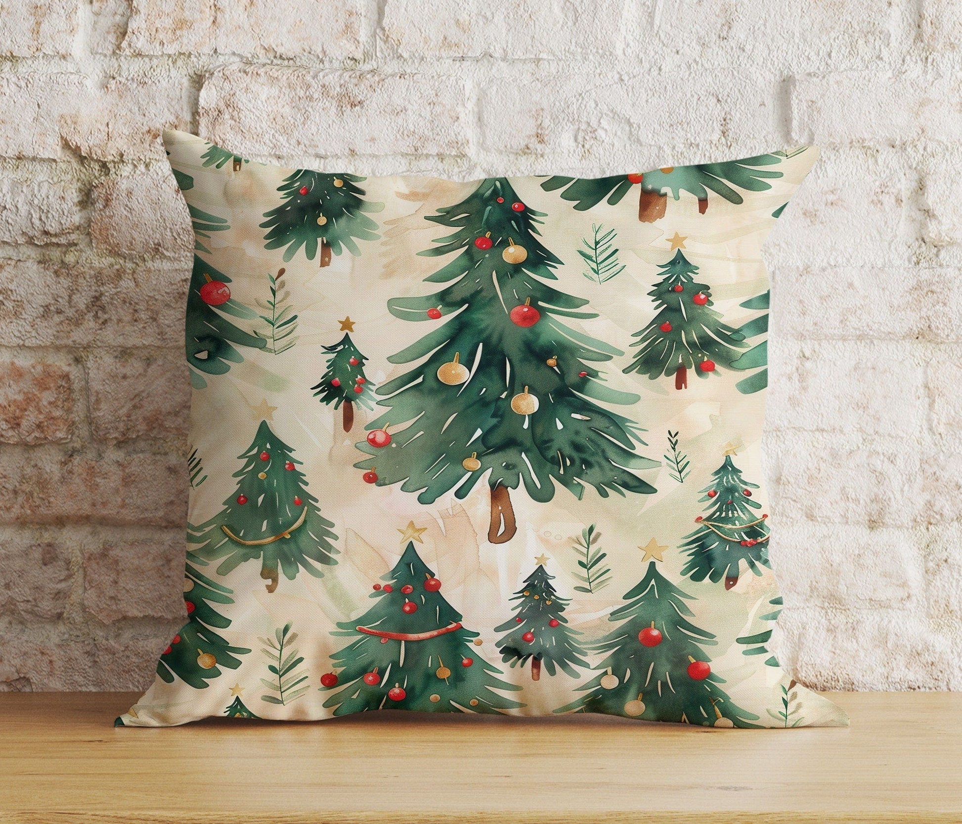 Onay 9 / 12 x 12 inch (30 x 30 cm) Double Side Green Christmas Tree Wonderland Winter Decor Cushion Covers