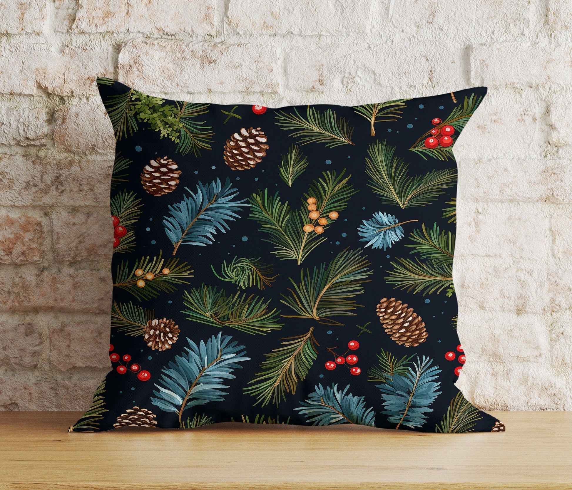 Onay 8 / 12 x 12 inch (30 x 30 cm) Double Side Green Christmas Tree Wonderland Winter Decor Cushion Covers