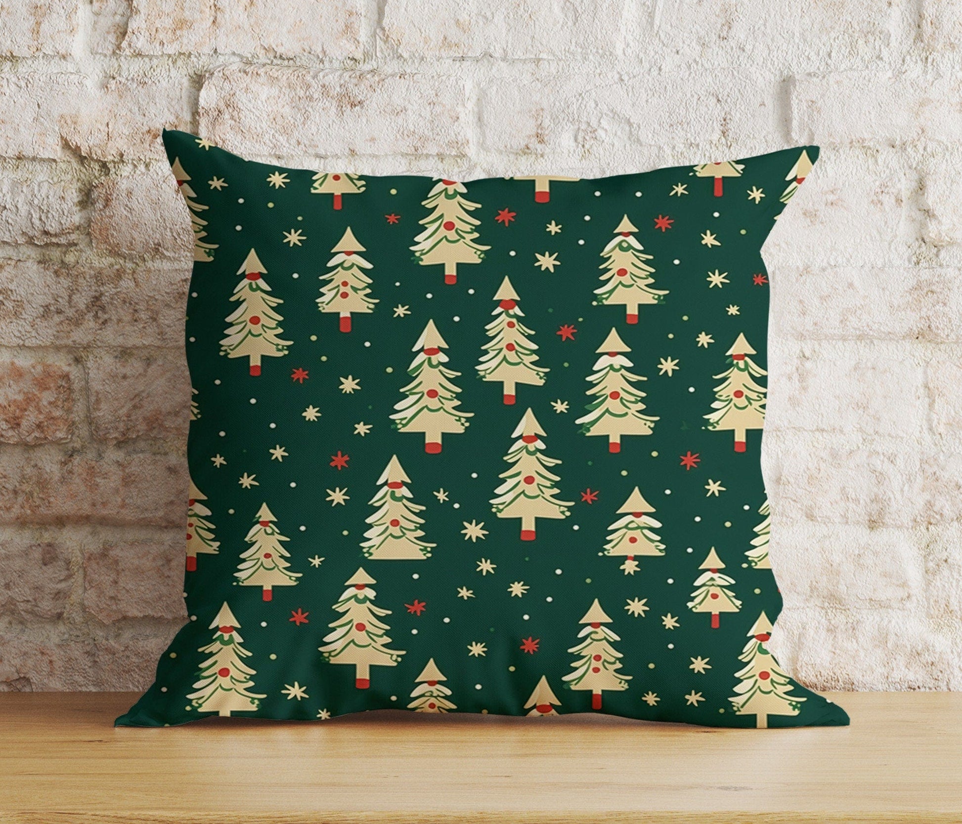 Onay 7 / 12 x 12 inch (30 x 30 cm) Double Side Green Christmas Tree Wonderland Winter Decor Cushion Covers