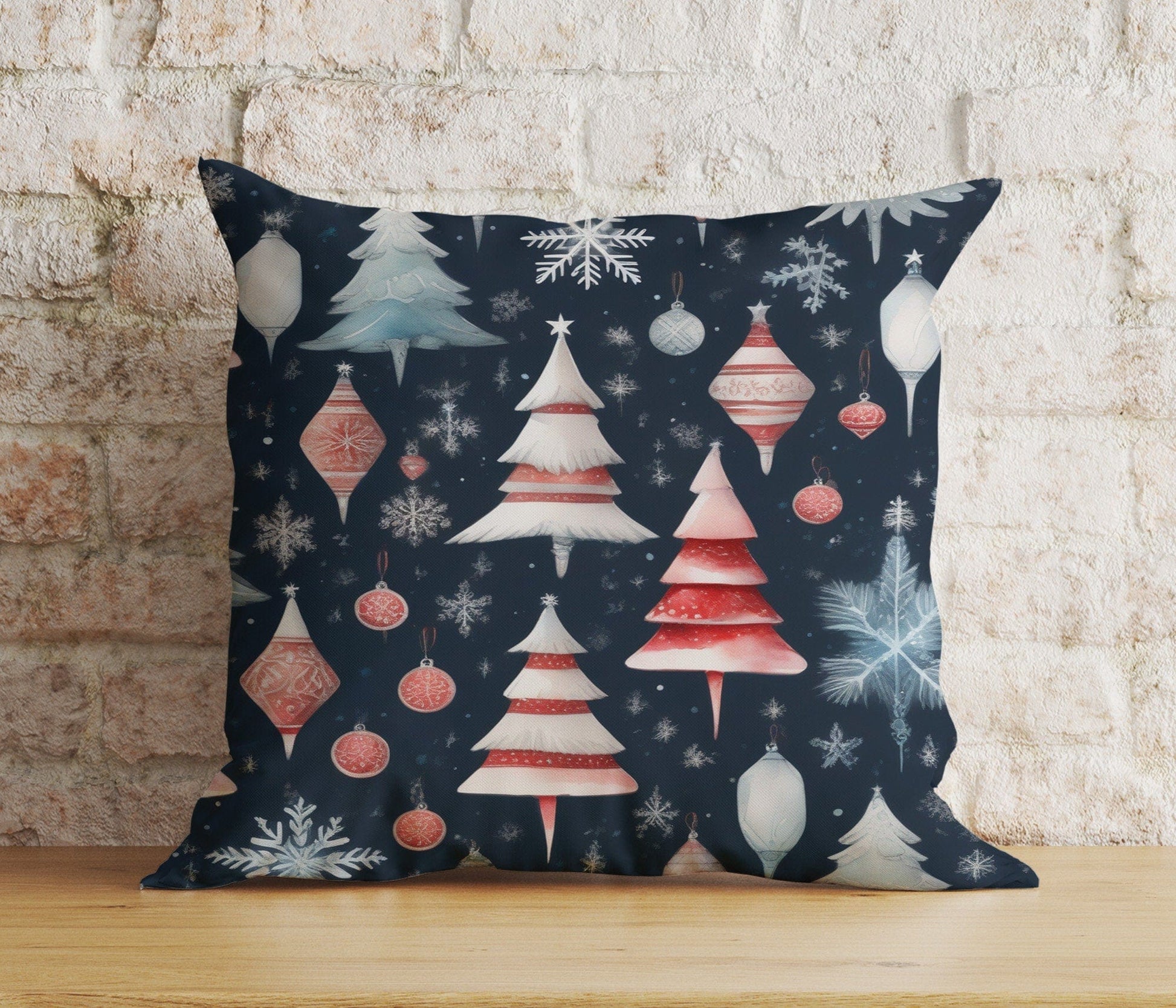 Onay 4 / 12 x 12 inch (30 x 30 cm) Double Side Green Christmas Tree Wonderland Winter Decor Cushion Covers