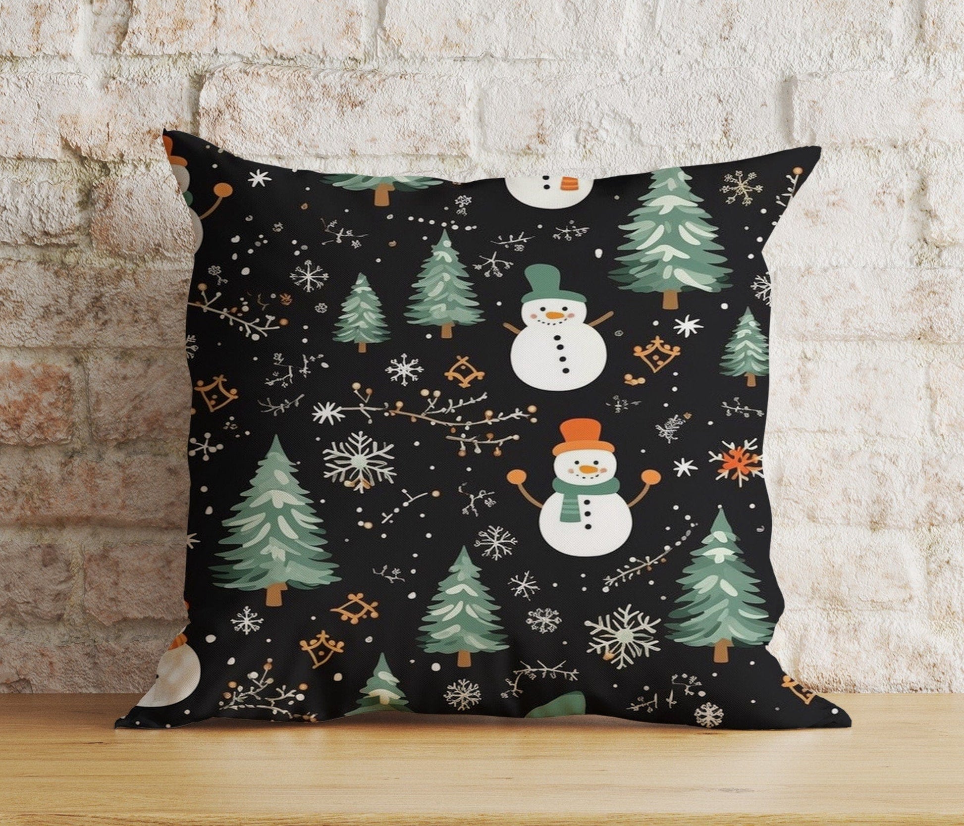 Onay 3 / 12 x 12 inch (30 x 30 cm) Double Side Green Christmas Tree Wonderland Winter Decor Cushion Covers
