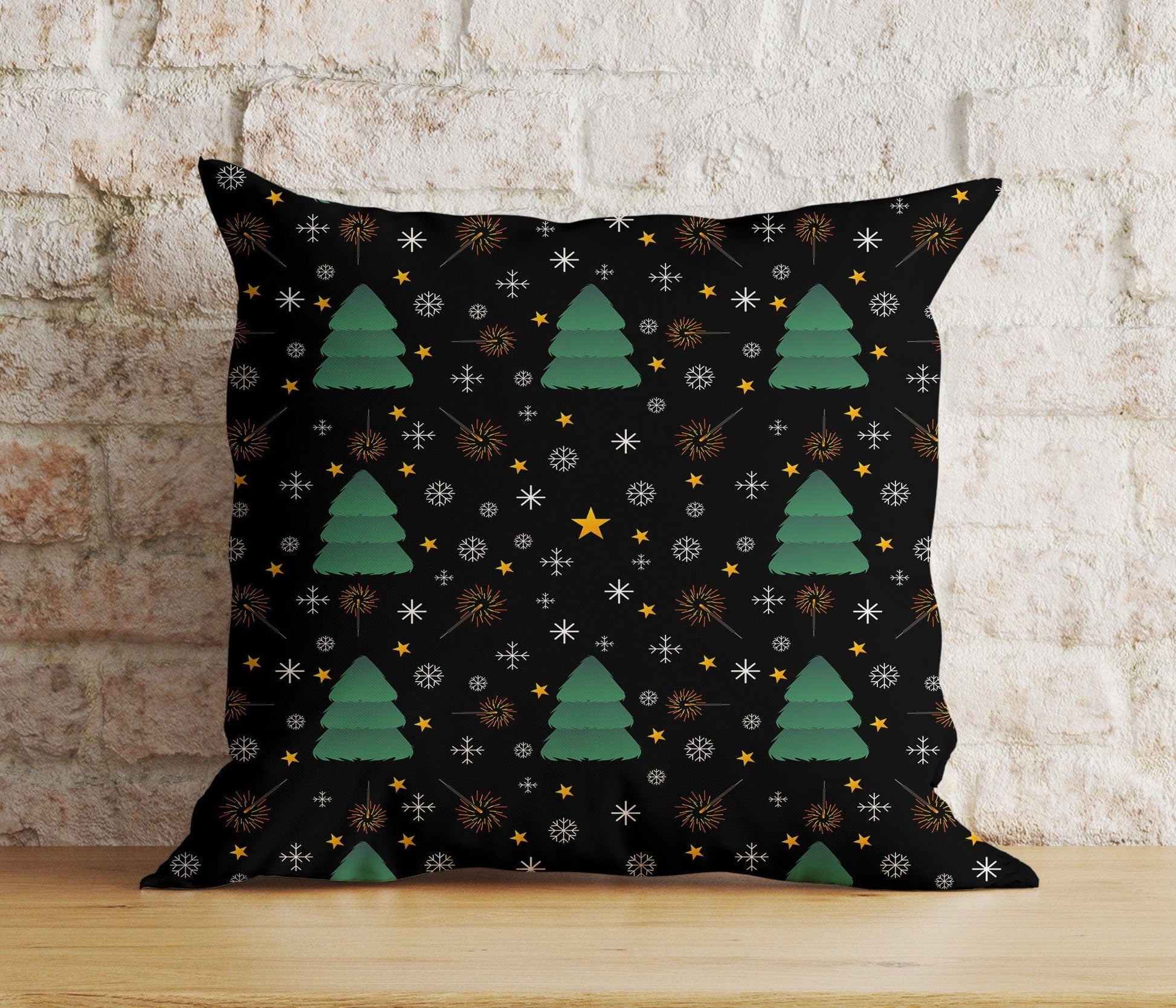Onay 1 / 12 x 12 inch (30 x 30 cm) Double Side Green Christmas Tree Wonderland Winter Decor Cushion Covers