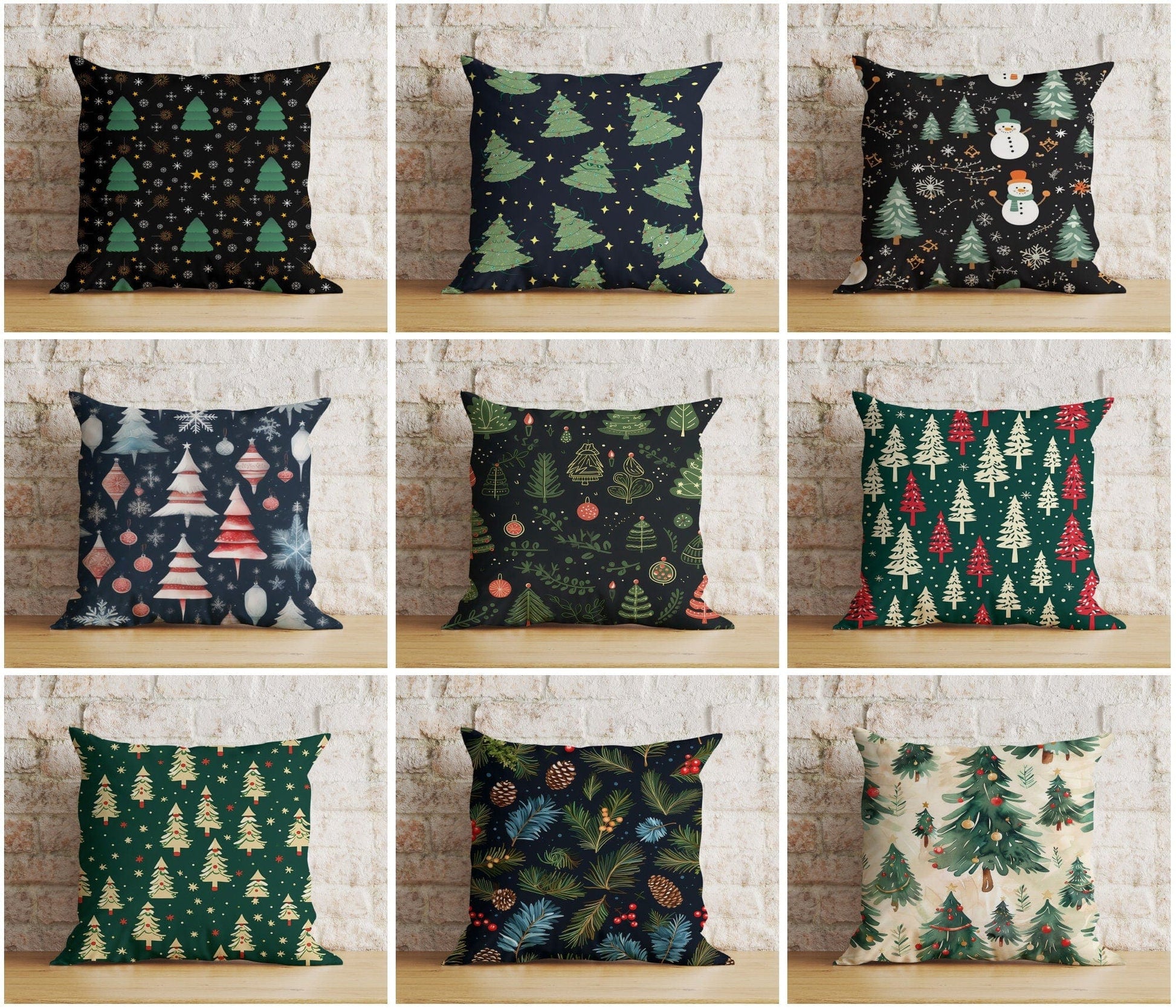 Onay Green Christmas Tree Wonderland Winter Decor Cushion Covers