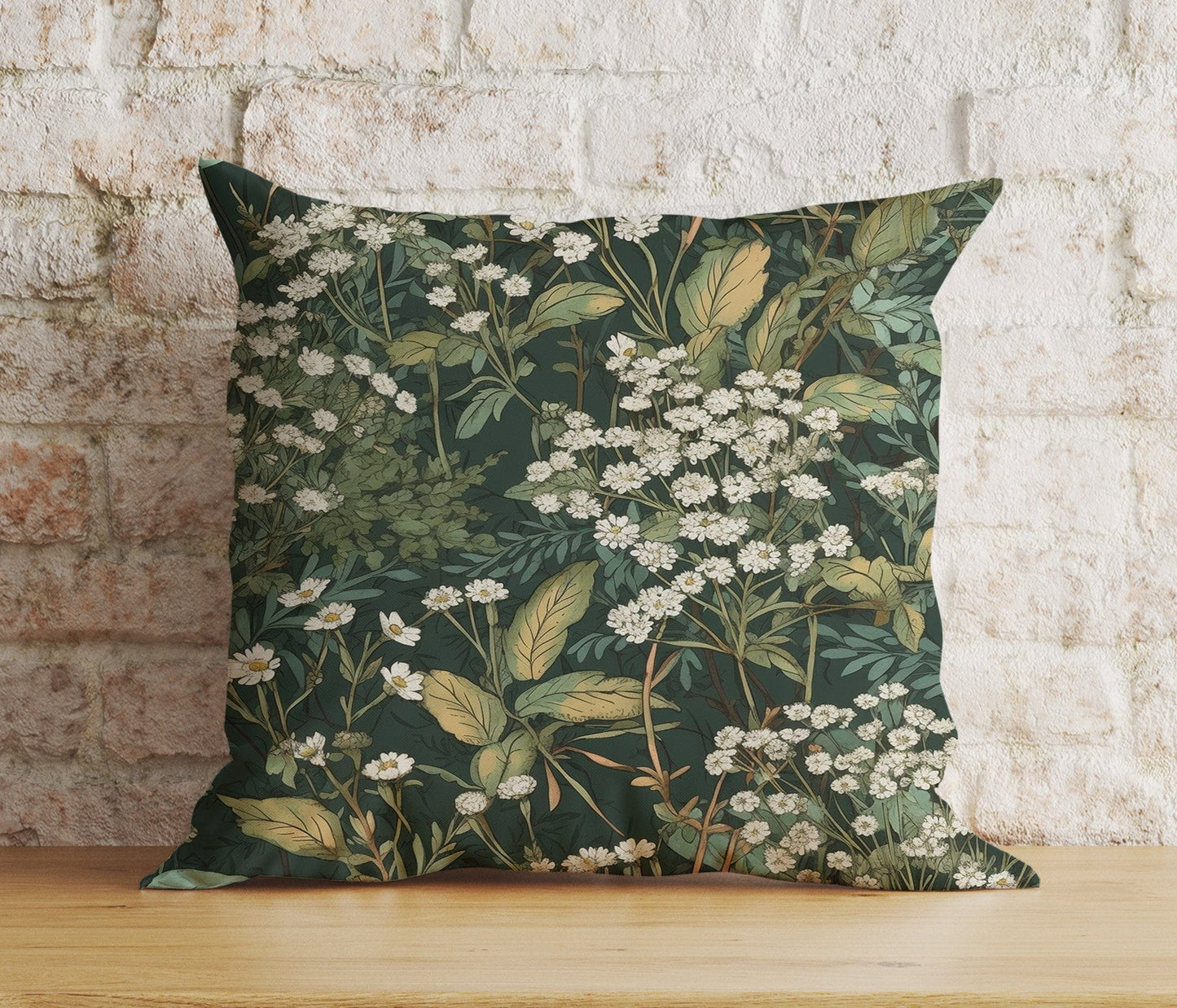 Onay 9 / 12 x 12 inch (30 x 30 cm) Double Side Green Floral Botanical Flower Exotic Jungle Cushion Cover