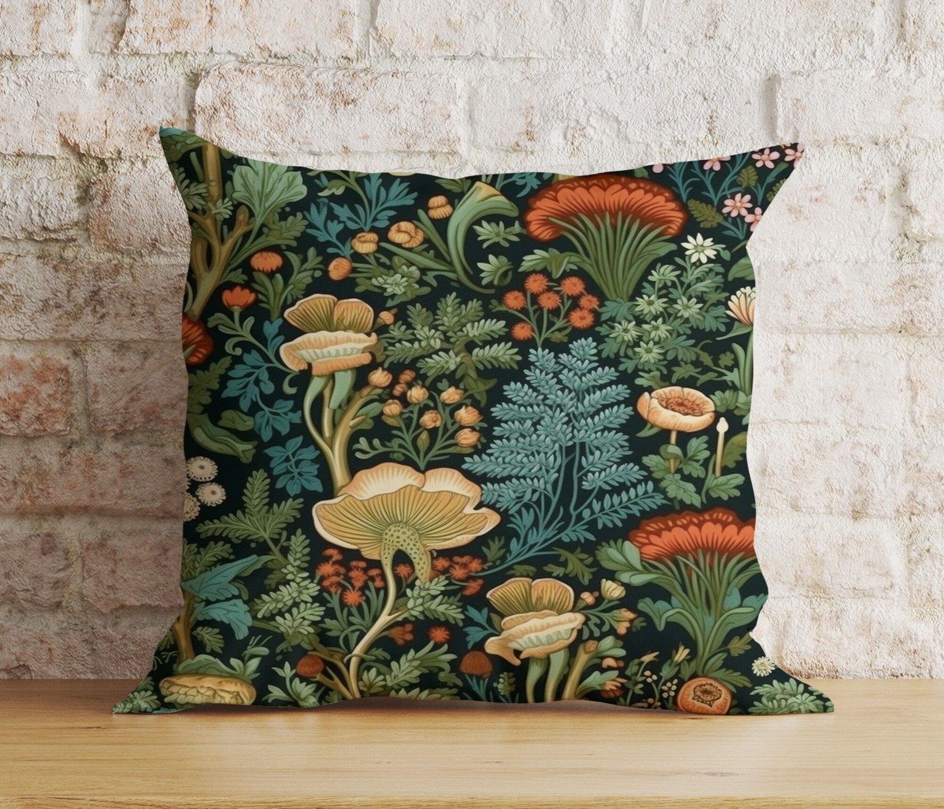 Onay 7 / 12 x 12 inch (30 x 30 cm) Double Side Green Floral Botanical Flower Exotic Jungle Cushion Cover