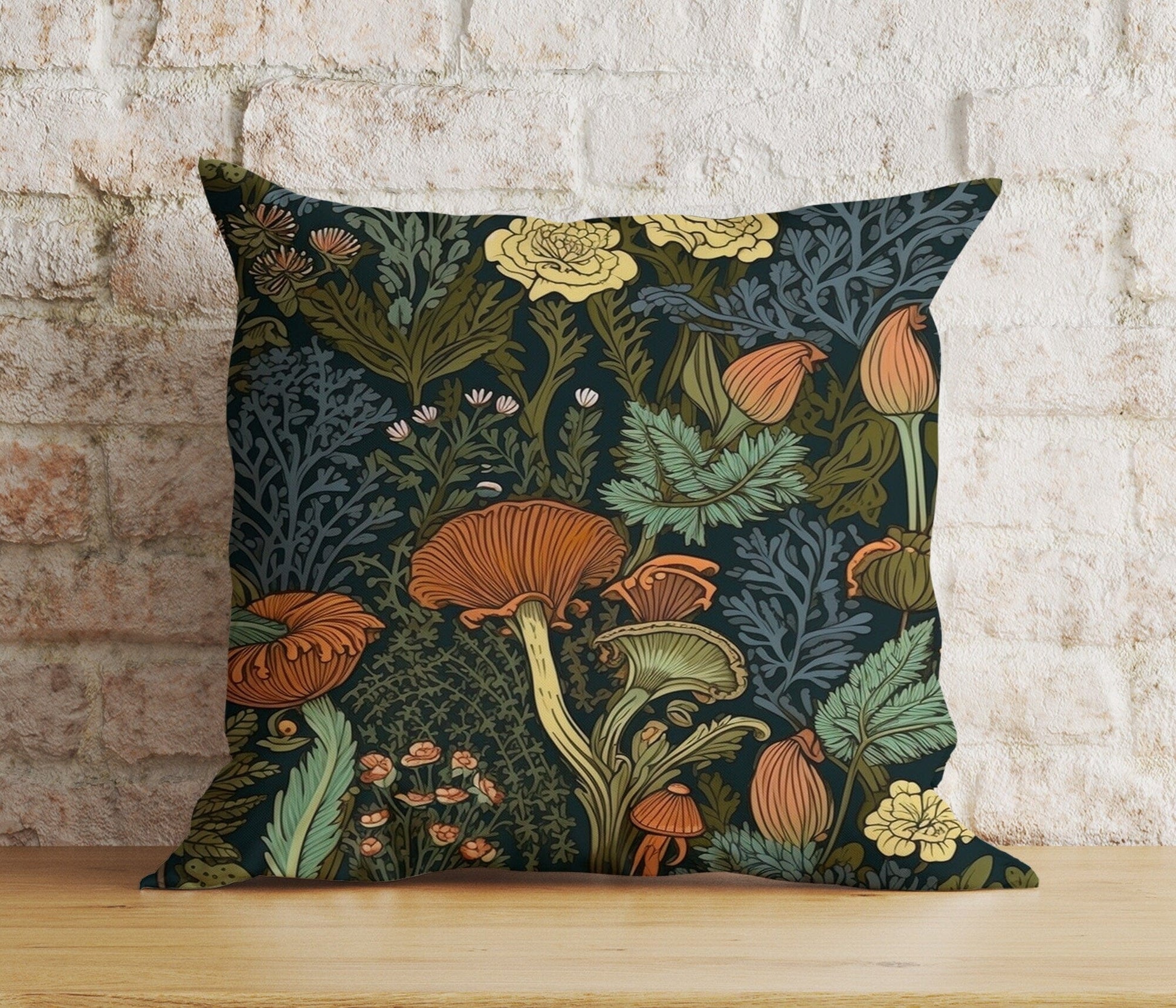Onay 3 / 12 x 12 inch (30 x 30 cm) Double Side Green Floral Botanical Flower Exotic Jungle Cushion Cover
