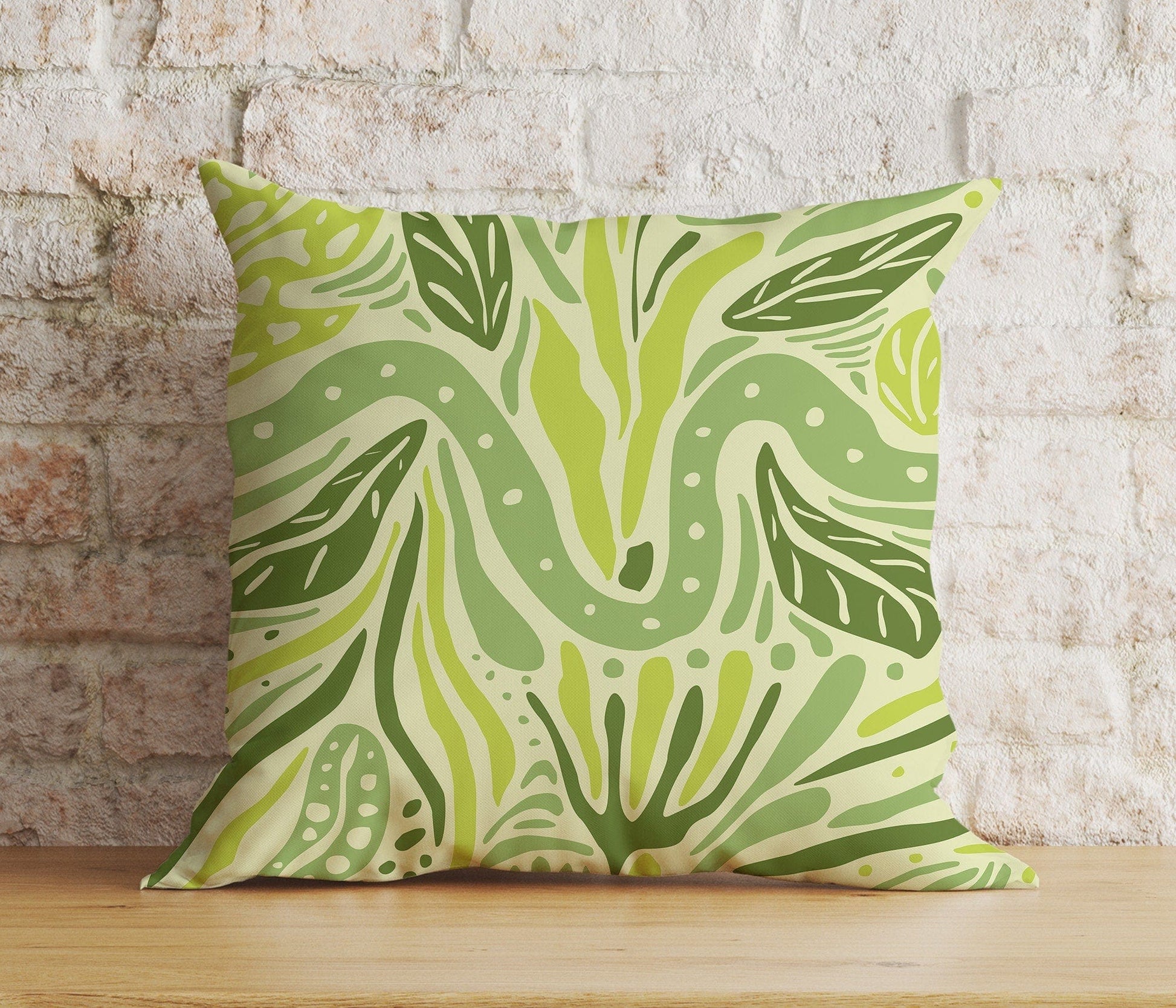 Onay 5 / 12 x 12 inch (30 x 30 cm) Double Side Green Leaf Botanical Stylish Green Patterns Cushion Cover