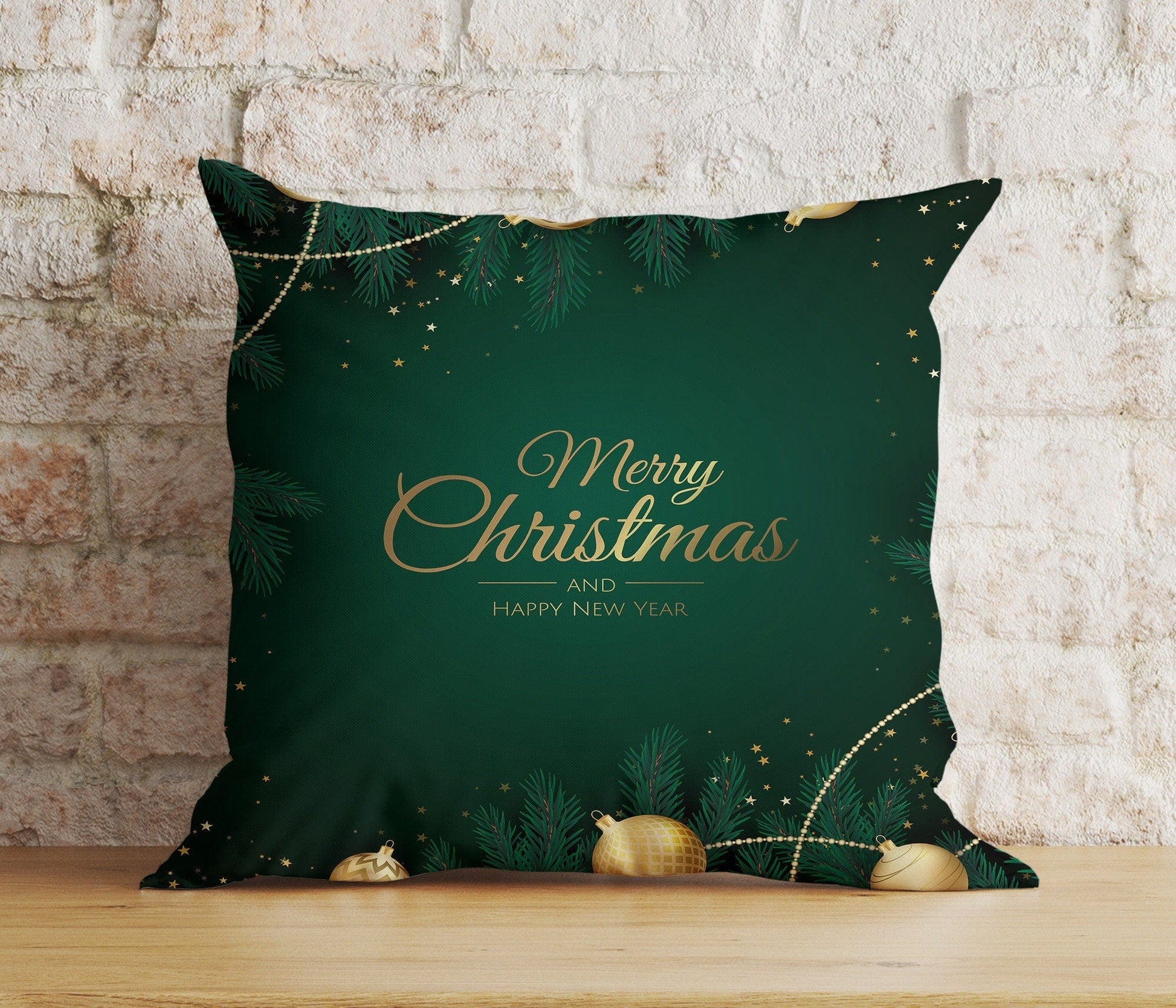 Onay 8 / 12 x 12 inch (30 x 30 cm) Double Side Green Merry Christmas Home Decor Festive Cushion Covers