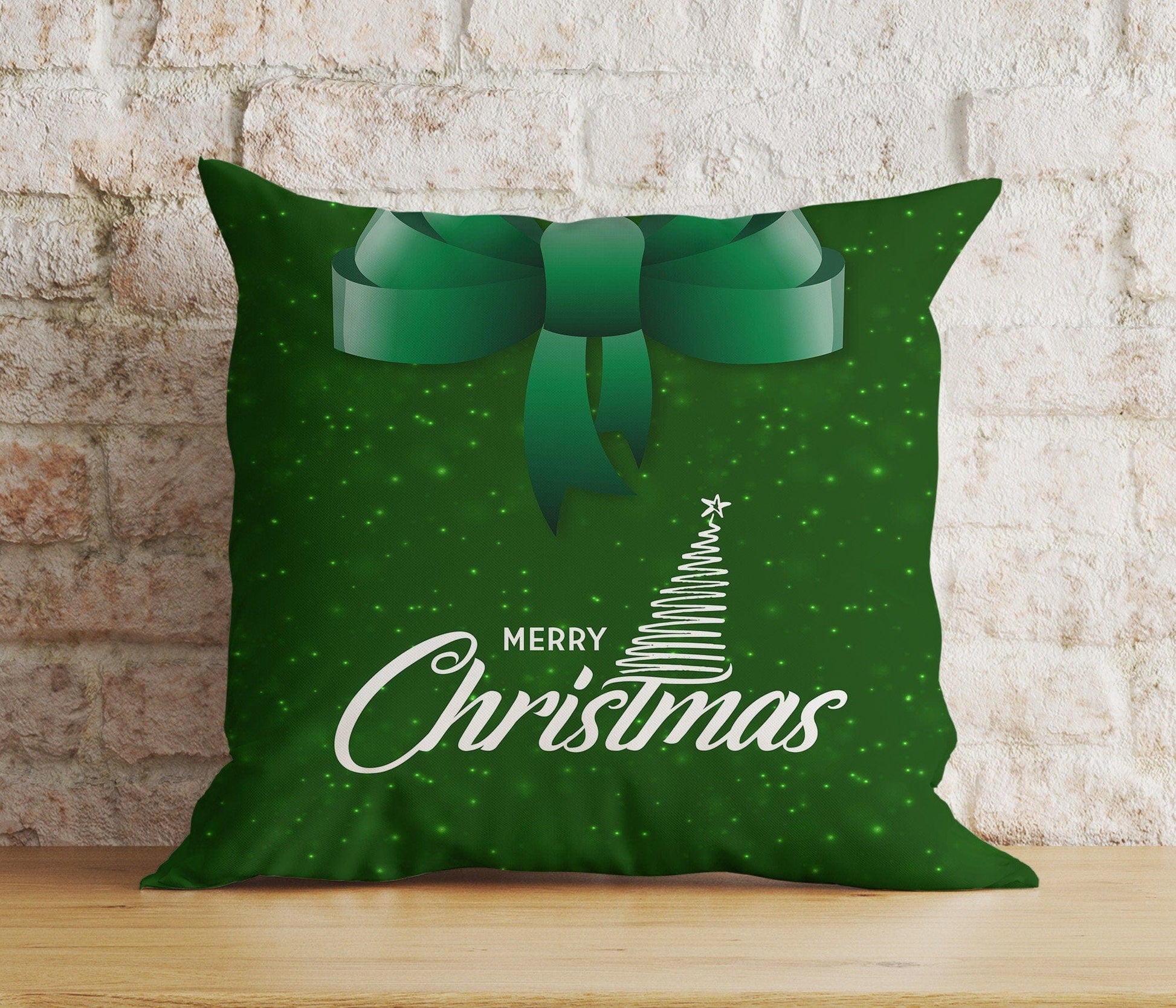 Onay 7 / 12 x 12 inch (30 x 30 cm) Double Side Green Merry Christmas Home Decor Festive Cushion Covers