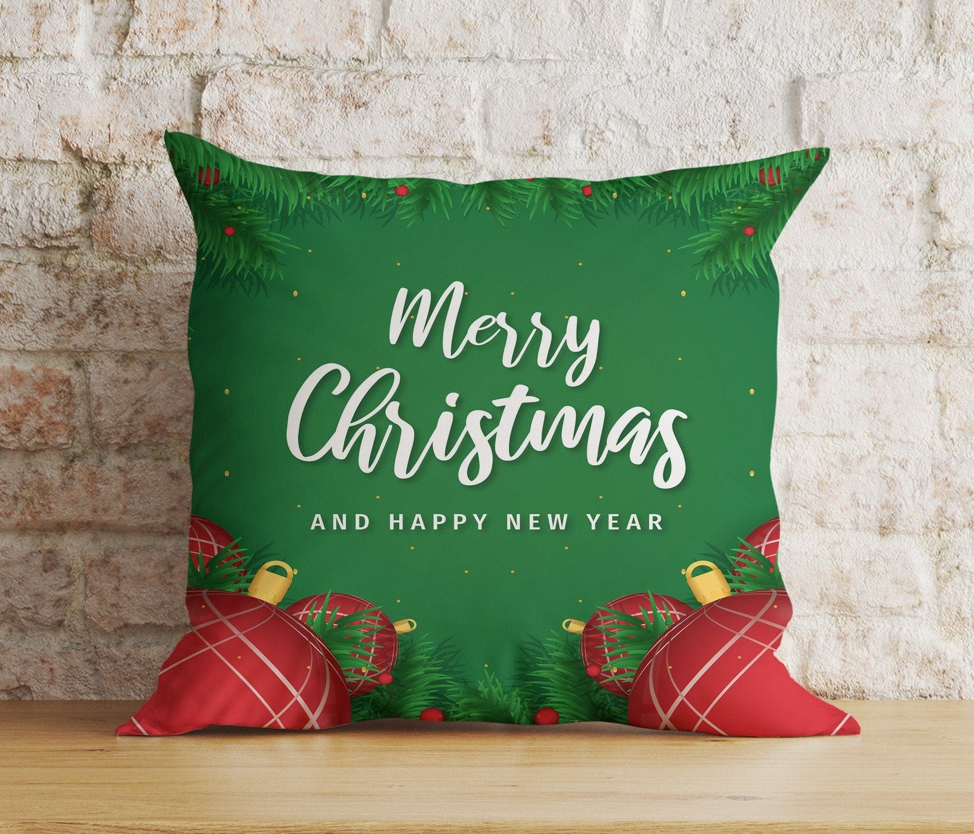 Onay 4 / 12 x 12 inch (30 x 30 cm) Double Side Green Merry Christmas Home Decor Festive Cushion Covers