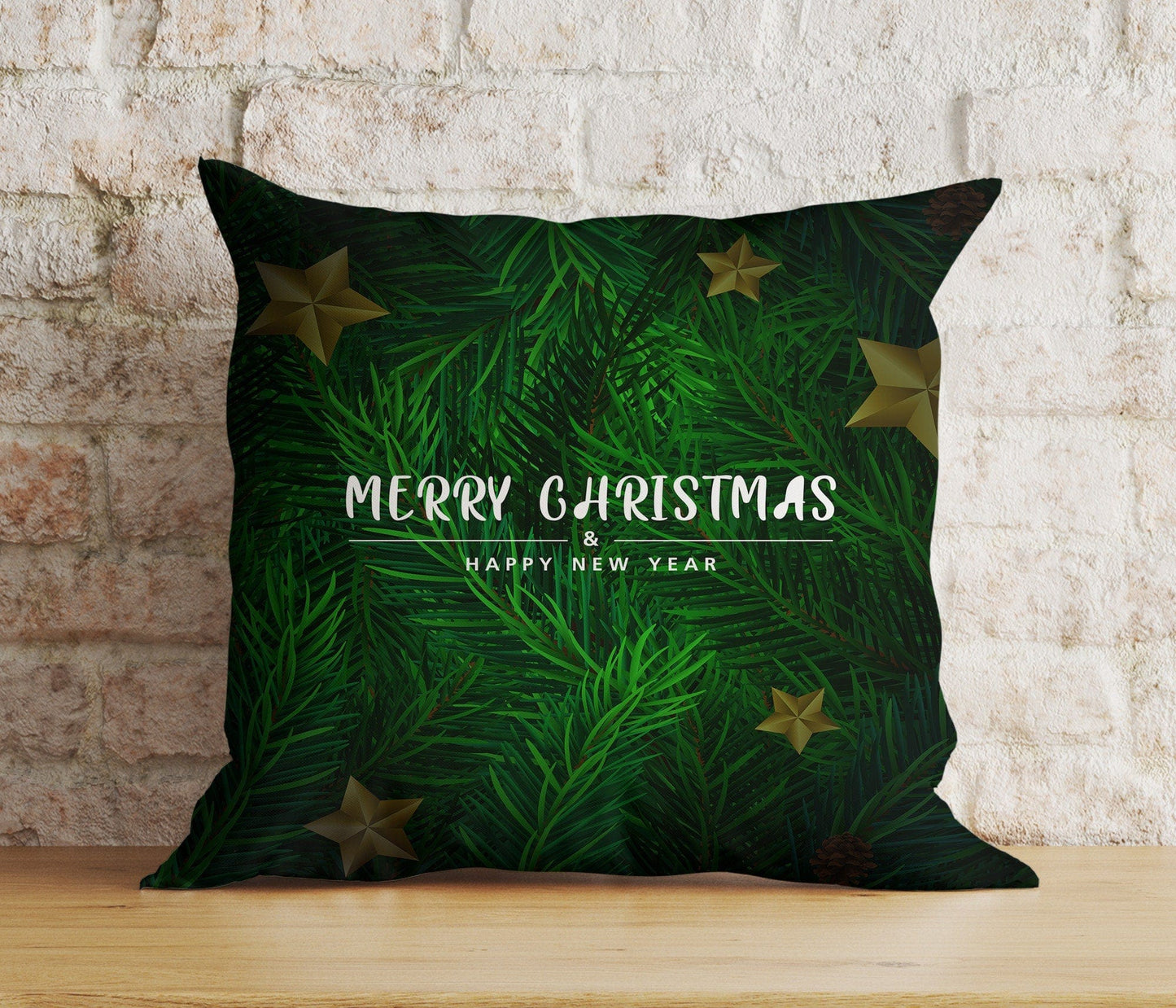Onay 2 / 12 x 12 inch (30 x 30 cm) Double Side Green Merry Christmas Home Decor Festive Cushion Covers