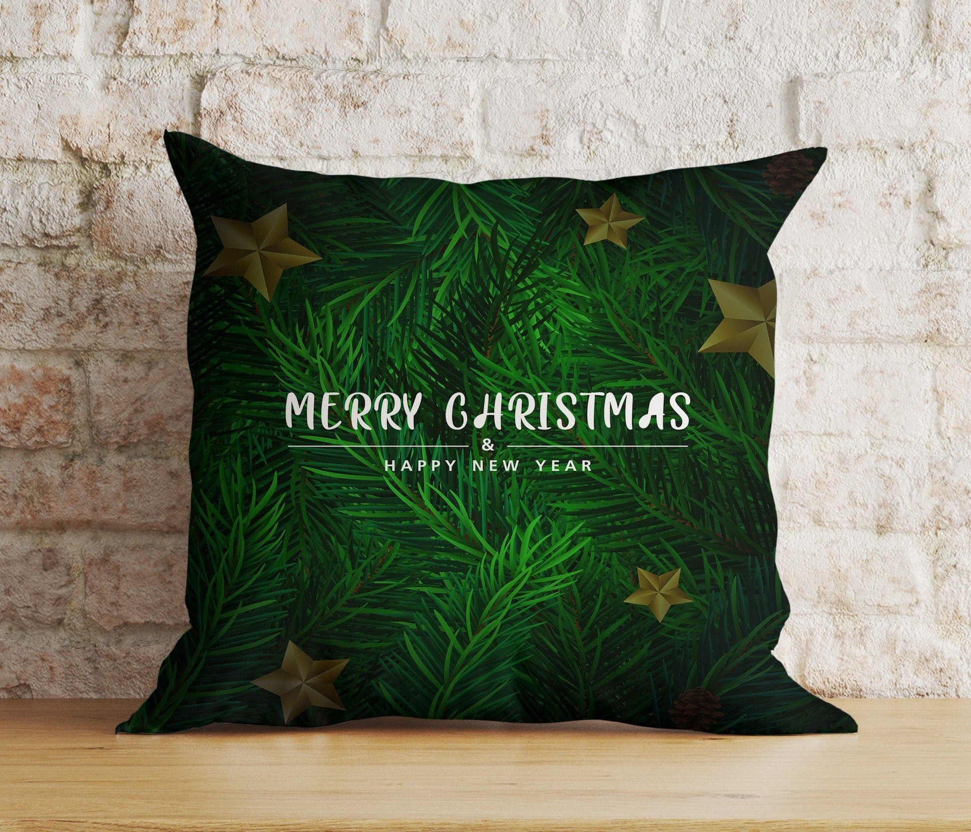 Onay 2 / 12 x 12 inch (30 x 30 cm) Double Side Green Merry Christmas Home Decor Festive Cushion Covers
