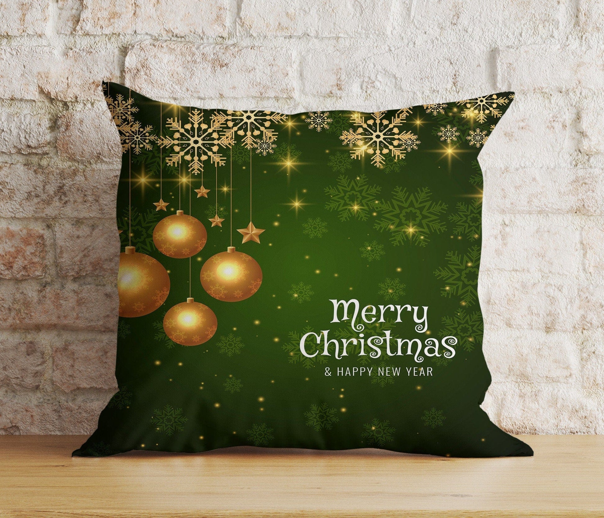 Onay 1 / 12 x 12 inch (30 x 30 cm) Double Side Green Merry Christmas Home Decor Festive Cushion Covers