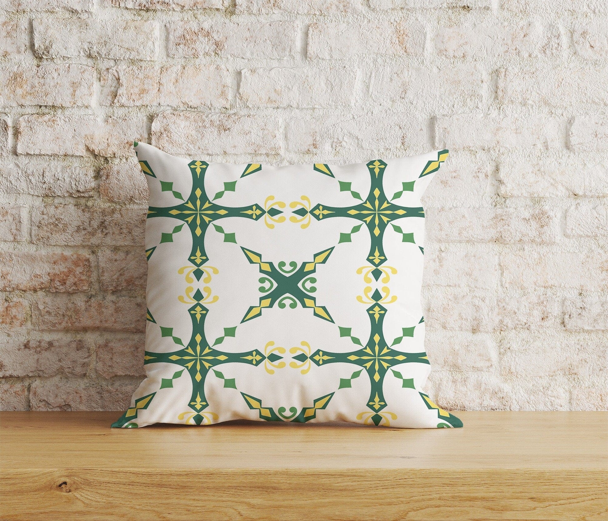 Onay 4 / 12 x 12 inch (30 x 30 cm) Green Tiles Spanish Tiles Ethnic Home Cushion Cover
