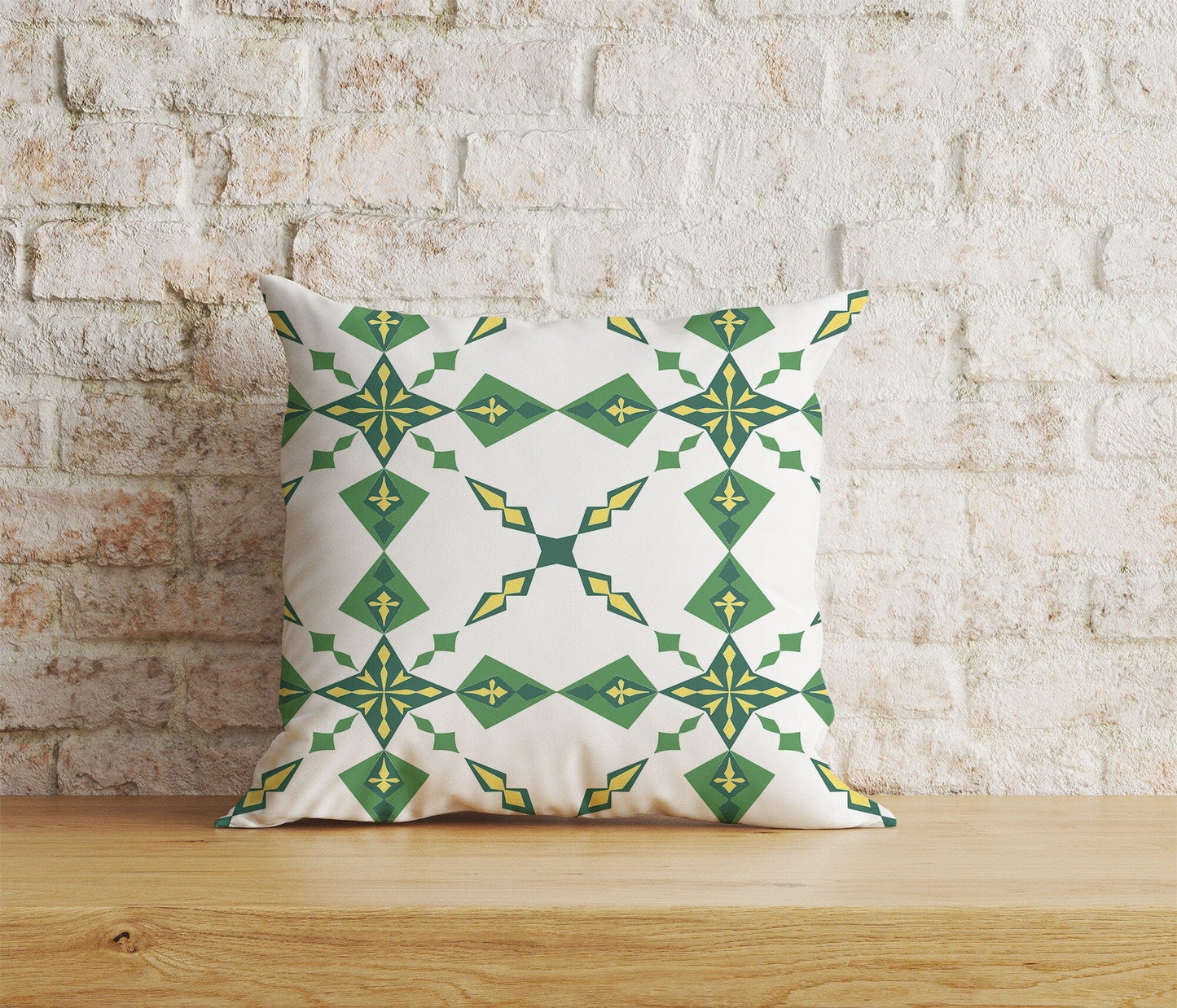 Onay 3 / 12 x 12 inch (30 x 30 cm) Green Tiles Spanish Tiles Ethnic Home Cushion Cover