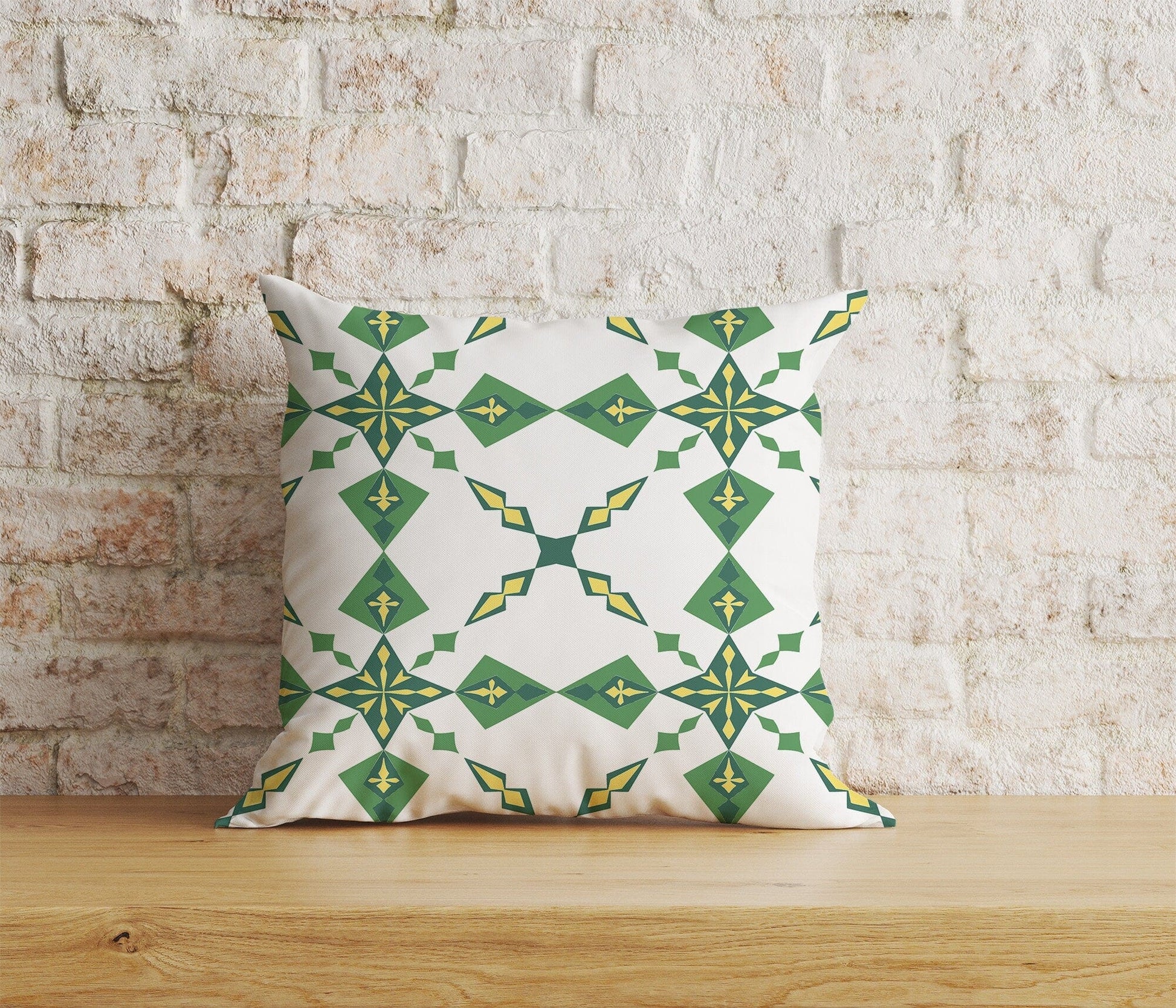 Onay 3 / 12 x 12 inch (30 x 30 cm) Green Tiles Spanish Tiles Ethnic Home Cushion Cover