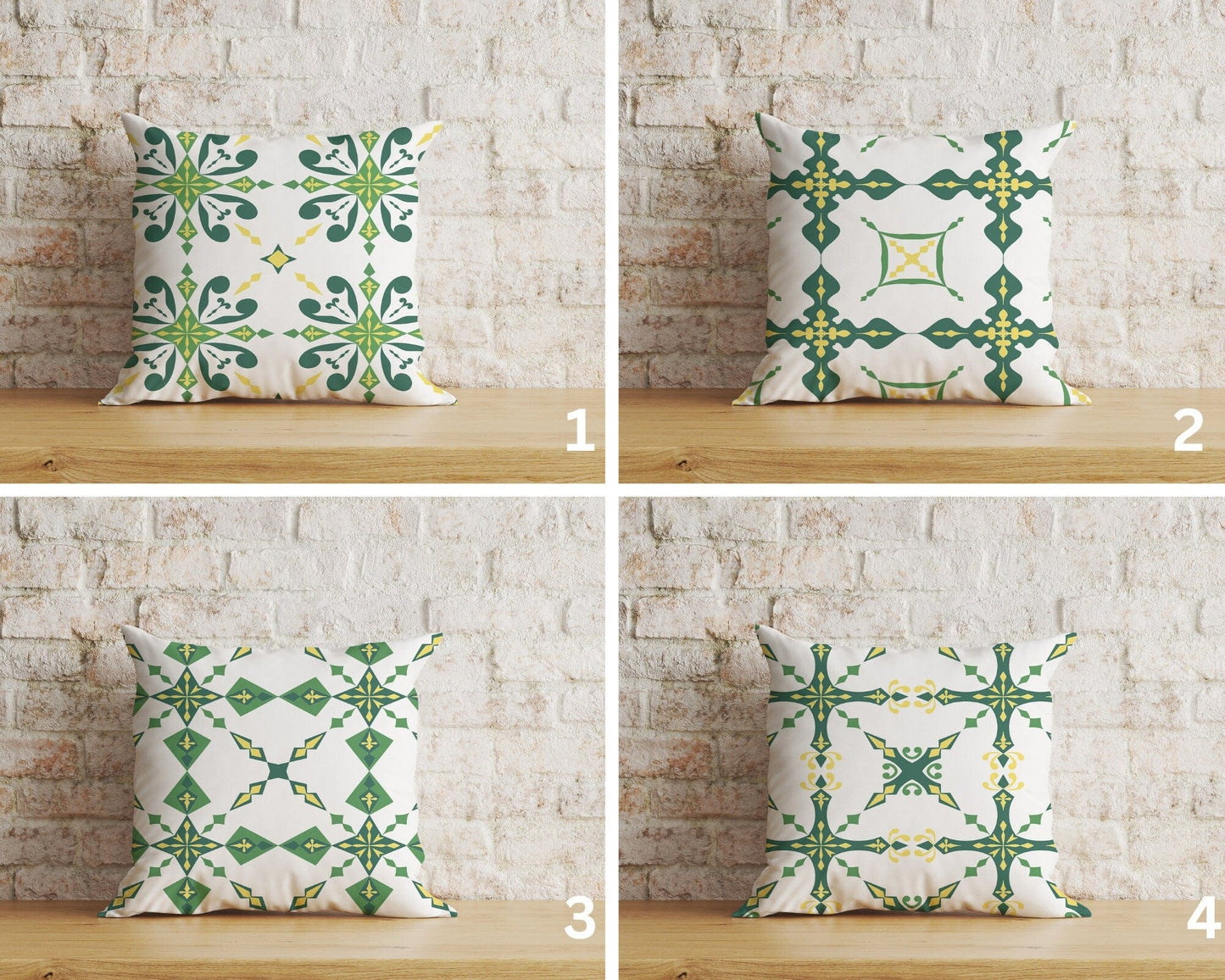 Onay Green Tiles Spanish Tiles Ethnic Home Cushion Cover